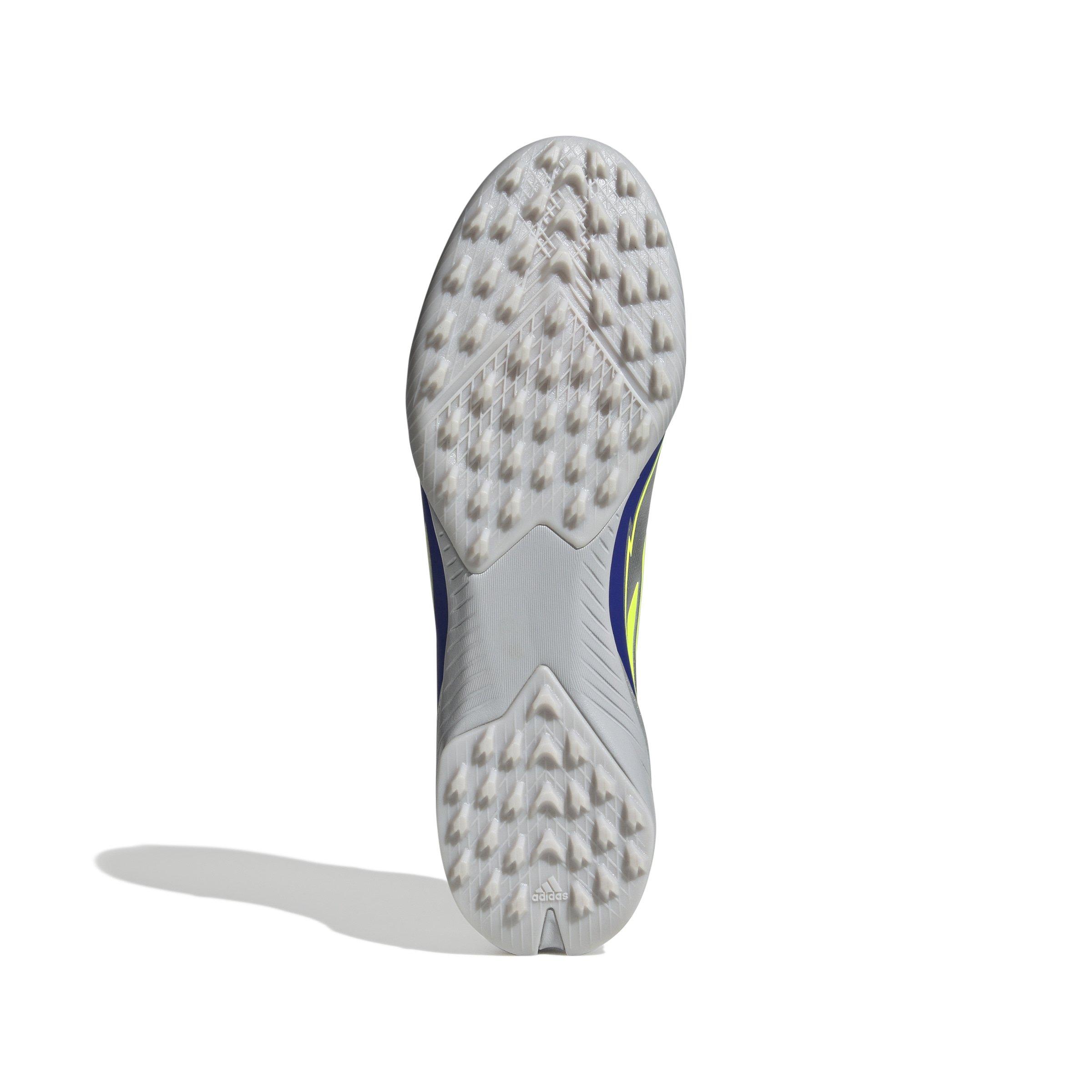 adidas F50 League Messi Turf "Silver Metallic/Solar Yellow/Lucid Blue" Unisex Soccer Shoe - SILVER/YELLOW/BLUE Thumbnail View 8