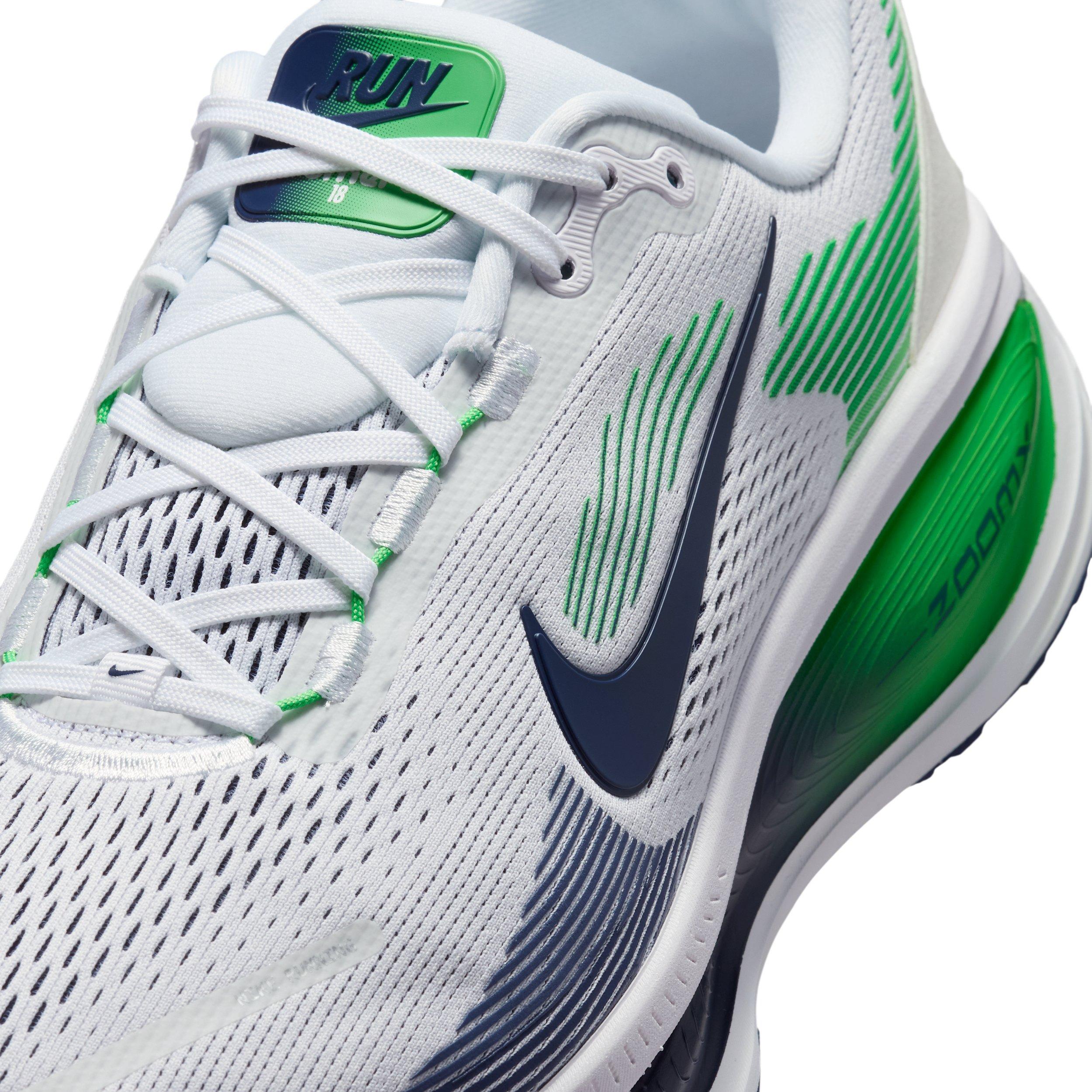 Nike Vomero 18 "White/Green Spark/Midnight Navy" Men's Wide Running Shoe - WHITE/GREEN/NAVY Thumbnail View 7