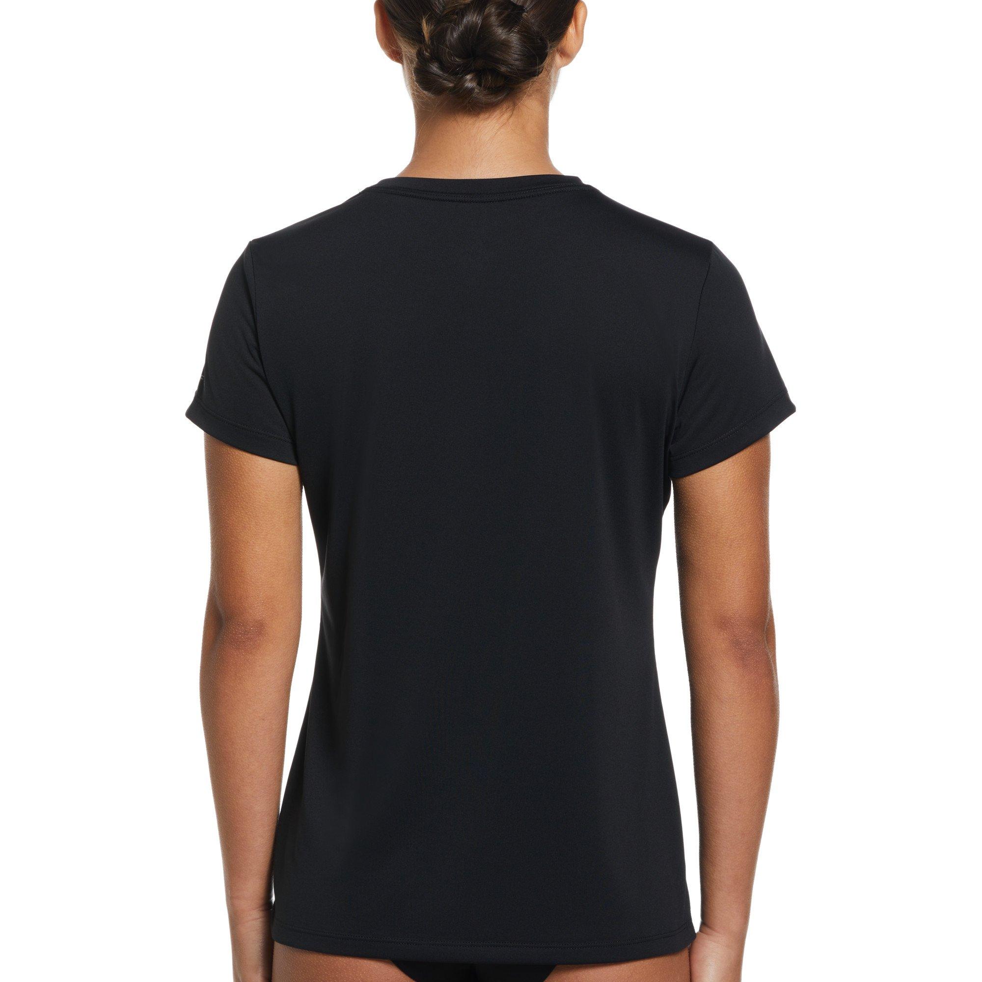 Nike Women's Swim Essential Dri-FIT Hydroguard Short Sleeve Shirt - BLACK Thumbnail View 2