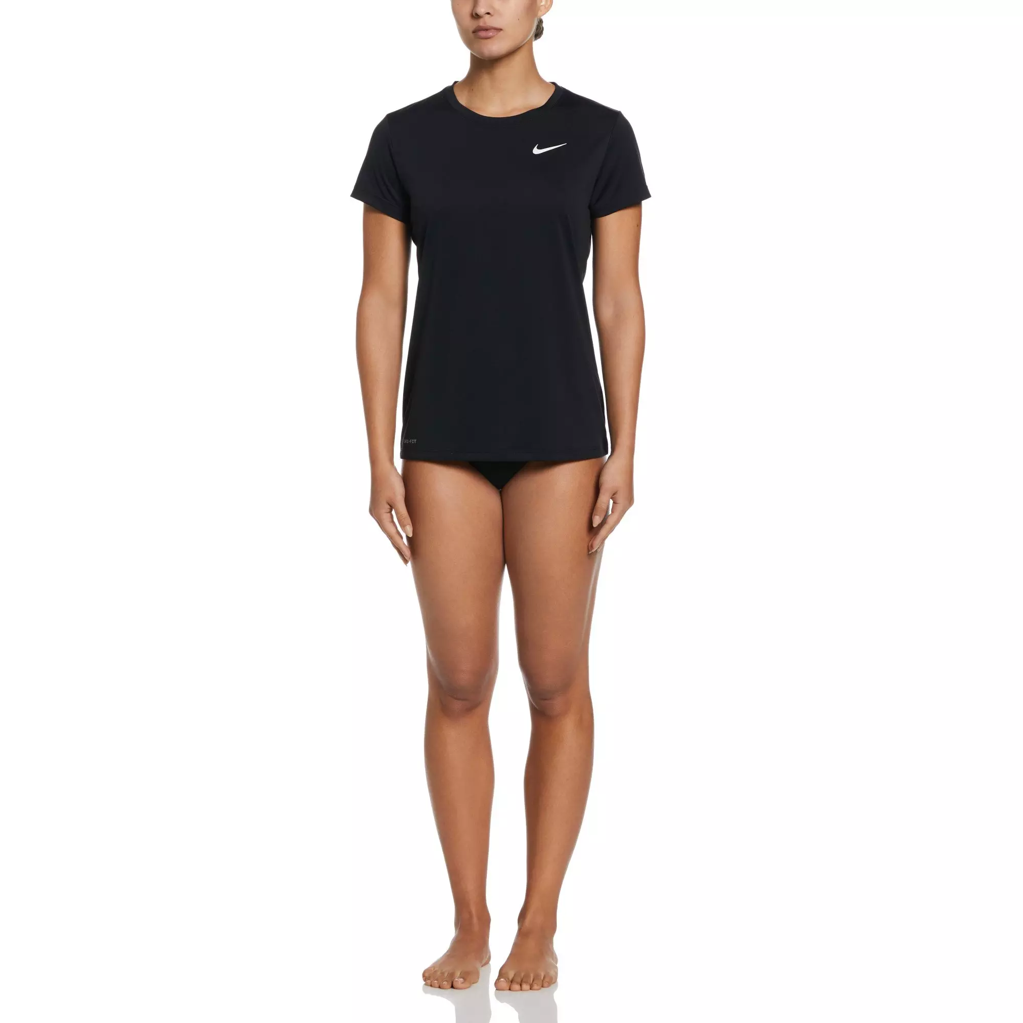 Nike Women's Swim Essential Dri-FIT Hydroguard Short Sleeve Shirt - BLACK