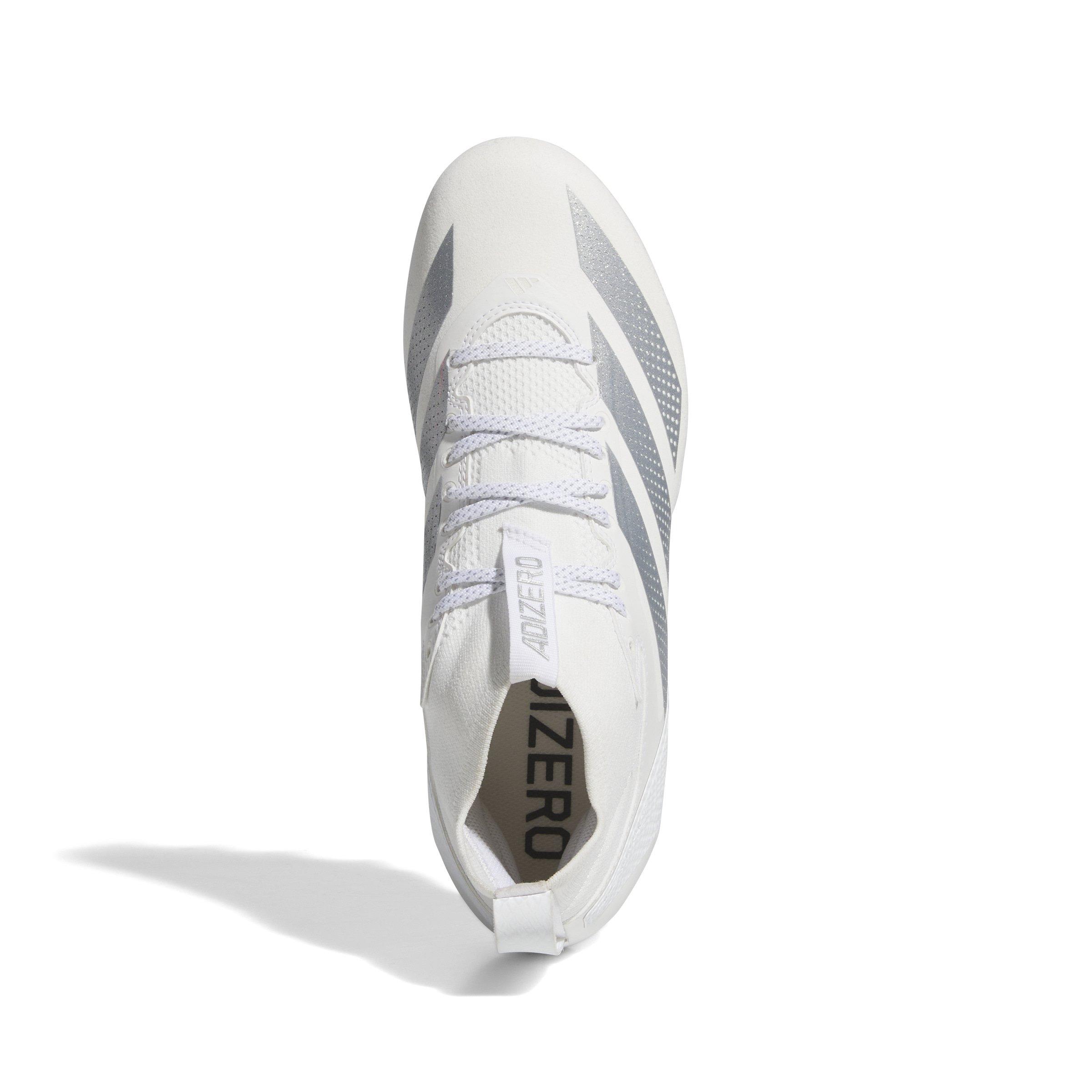 adidas Adizero Impact + "Ftwr White/Silver Metallic/Ftwr White" Men's Football Cleat - WHITE/SILVER/WHITE Thumbnail View 5