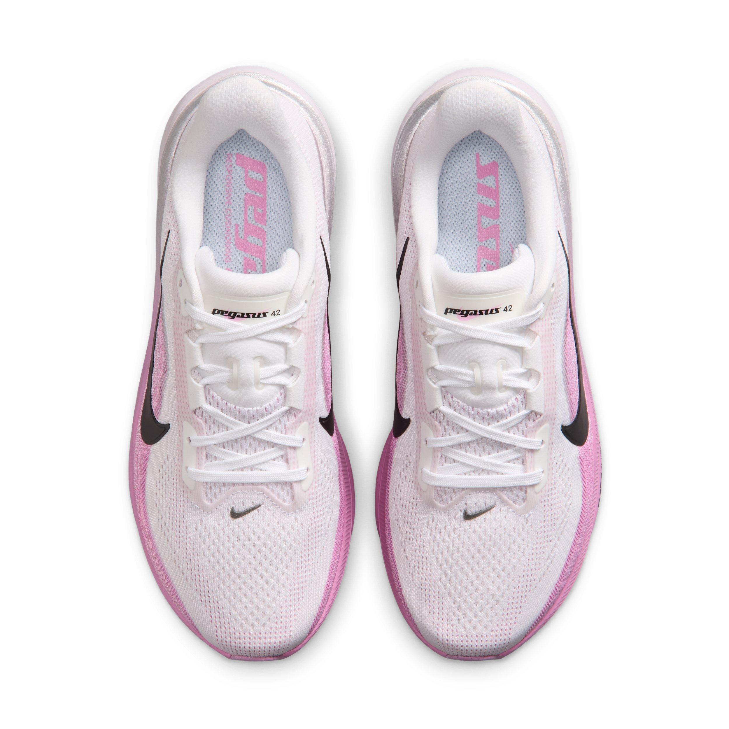Nike Pegasus 42 "White/Light Magenta/Bleached Lilac/Black" Women's Wide Running Shoe - WHITE/LT MAGENTA/LILAC/BLACK