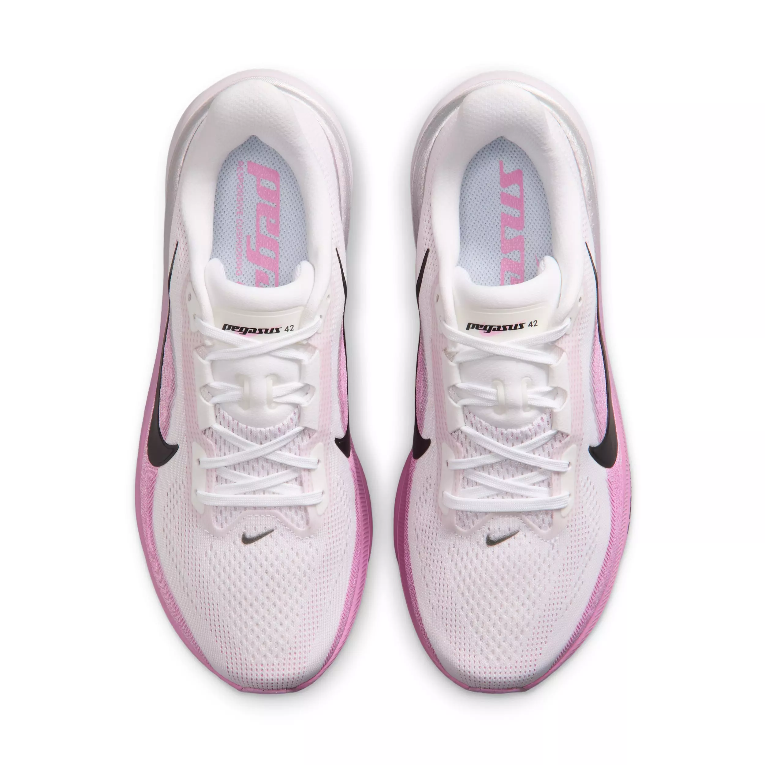 Nike Pegasus 42 "White/Light Magenta/Bleached Lilac/Black" Women's Wide Running Shoe - WHITE/LT MAGENTA/LILAC/BLACK