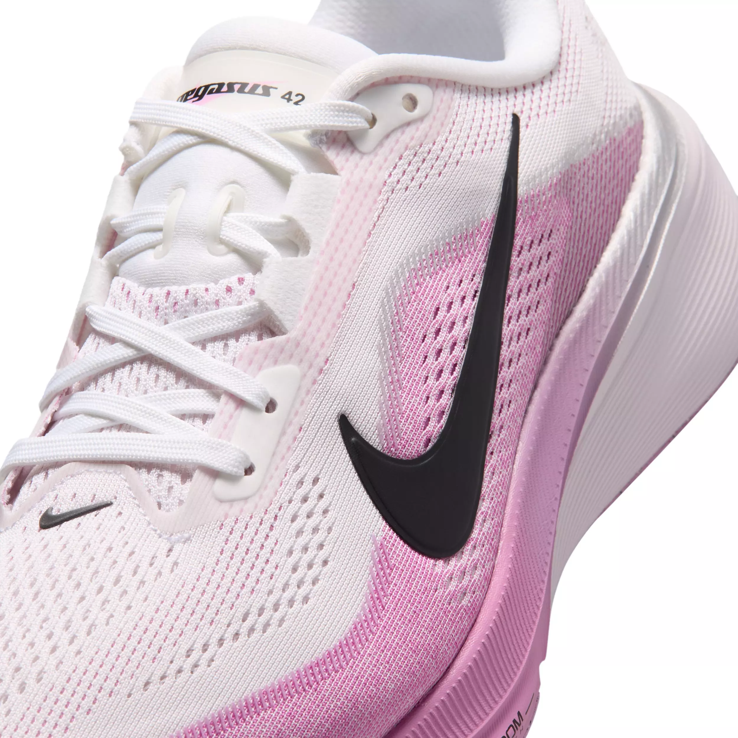 Nike Pegasus 42 "White/Light Magenta/Bleached Lilac/Black" Women's Wide Running Shoe - WHITE/LT MAGENTA/LILAC/BLACK