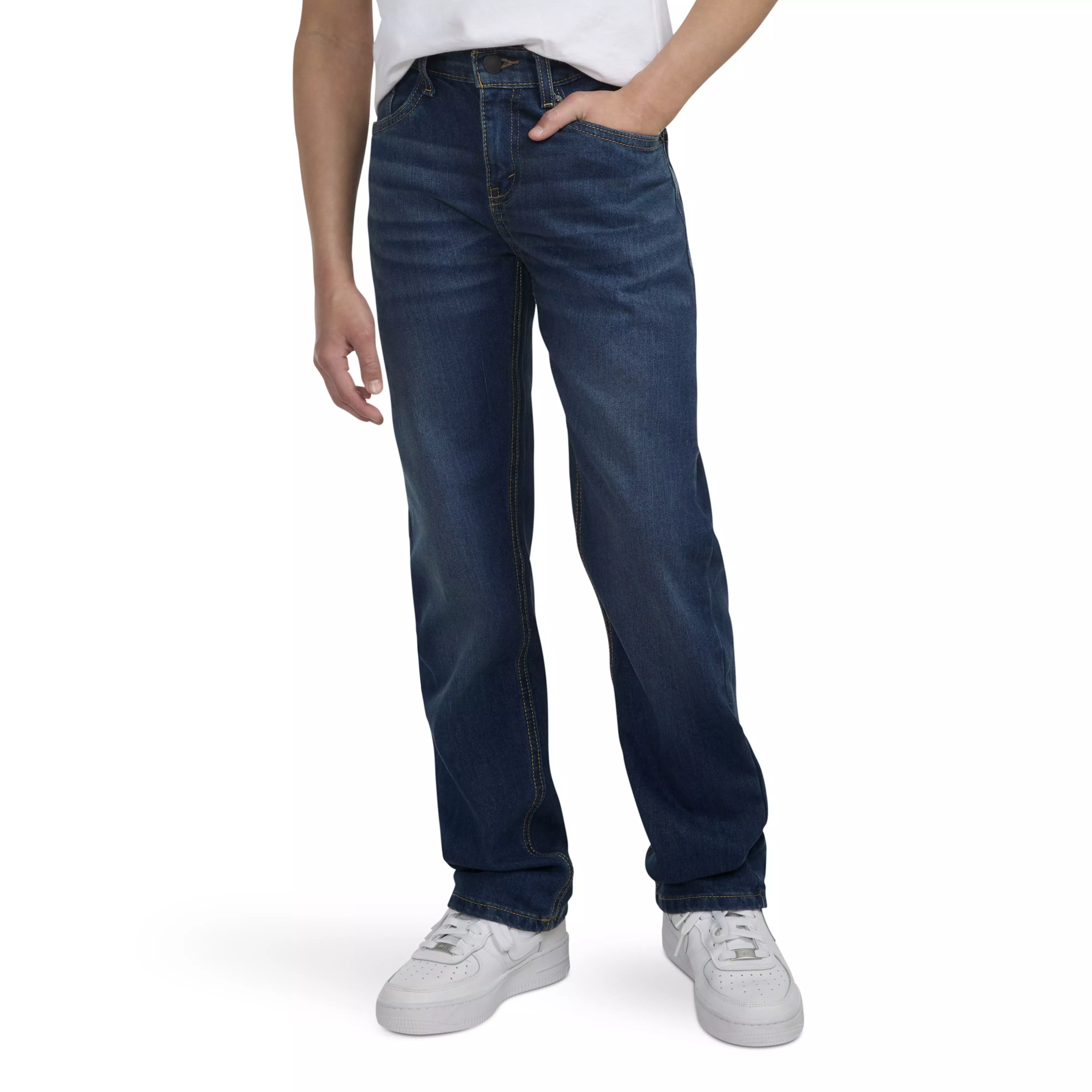 Levi's Big Boys' 514 Straight Performance Classic Medium Blue Wash Denim Jeans - BLUE