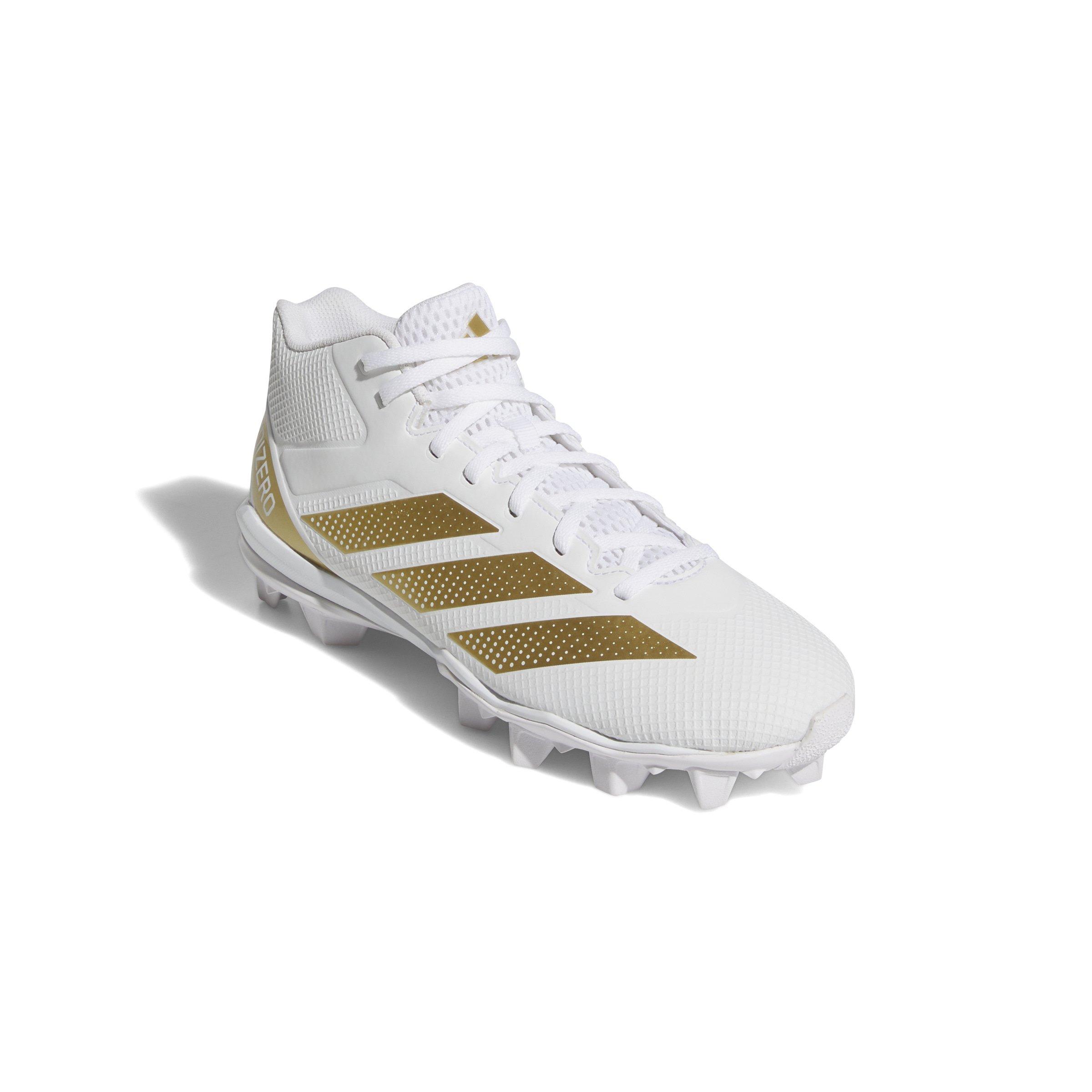 adidas Adizero Impact.2 "Ftwr White/Gold Metallic/Ftwr White" Men's Football Cleat - WHITE/GOLD/WHITE Thumbnail View 3