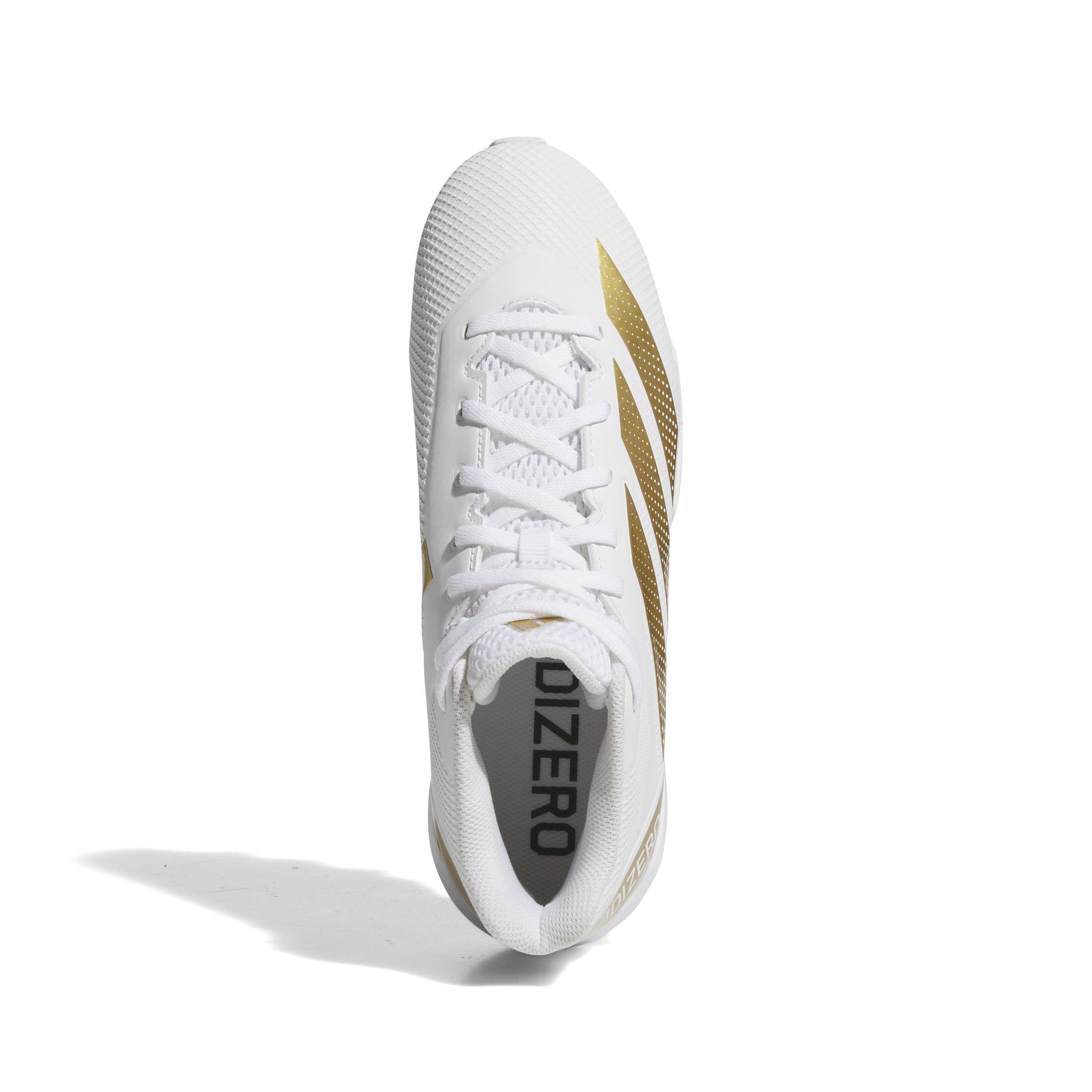 adidas Adizero Impact.2 "Ftwr White/Gold Metallic/Ftwr White" Men's Football Cleat - WHITE/GOLD/WHITE Thumbnail View 5