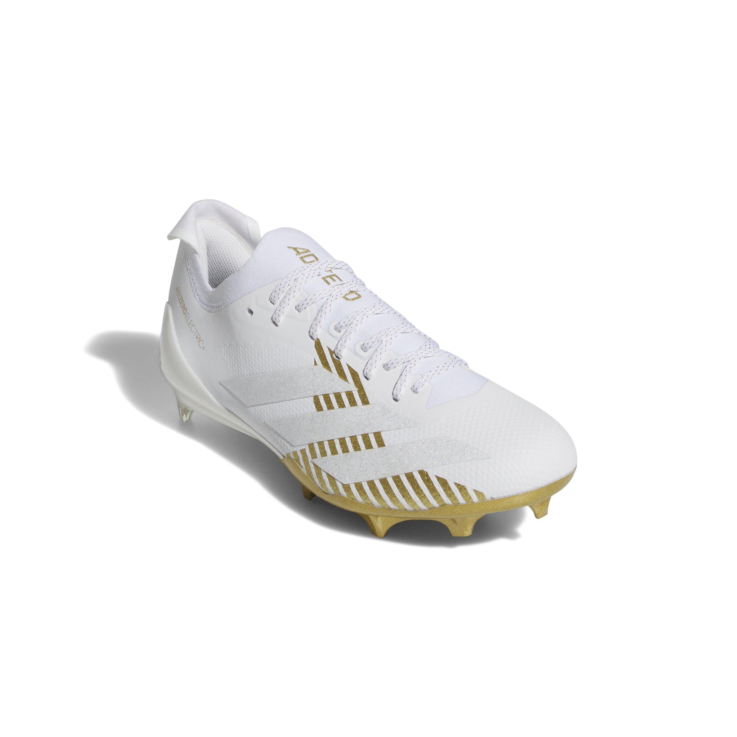 adidas Adizero Electric + "Ftwr White/Ftwr White/Gold Metallic" Men's Football Cleat - WHITE/WHITE/GOLD Thumbnail View 3