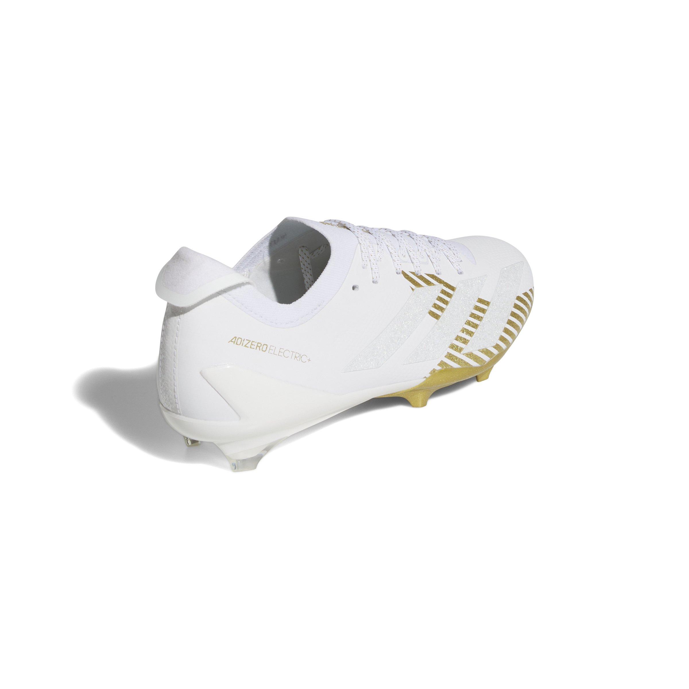 adidas Adizero Electric + "Ftwr White/Ftwr White/Gold Metallic" Men's Football Cleat - WHITE/WHITE/GOLD Thumbnail View 4