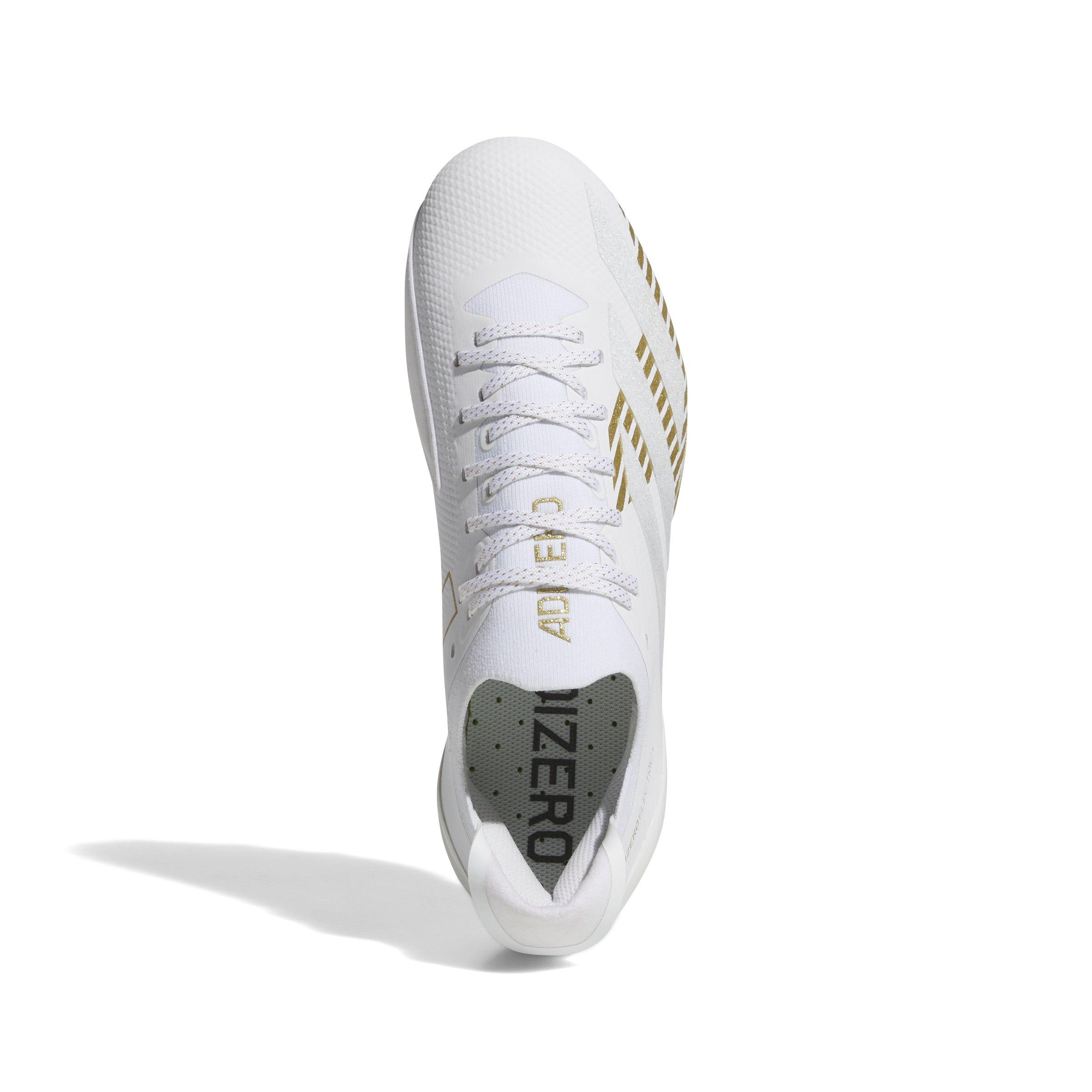 adidas Adizero Electric + "Ftwr White/Ftwr White/Gold Metallic" Men's Football Cleat - WHITE/WHITE/GOLD Thumbnail View 7