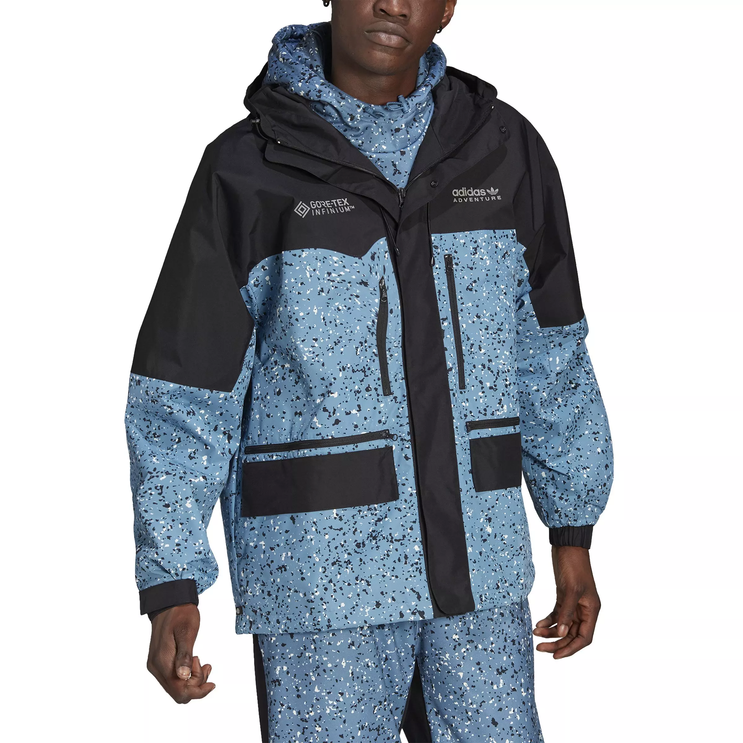 adidas Originals Men's Adventure Winter Allover Print GORE-TEX Full-Zip Jacket-Blue/Black - BLUE/BLACK