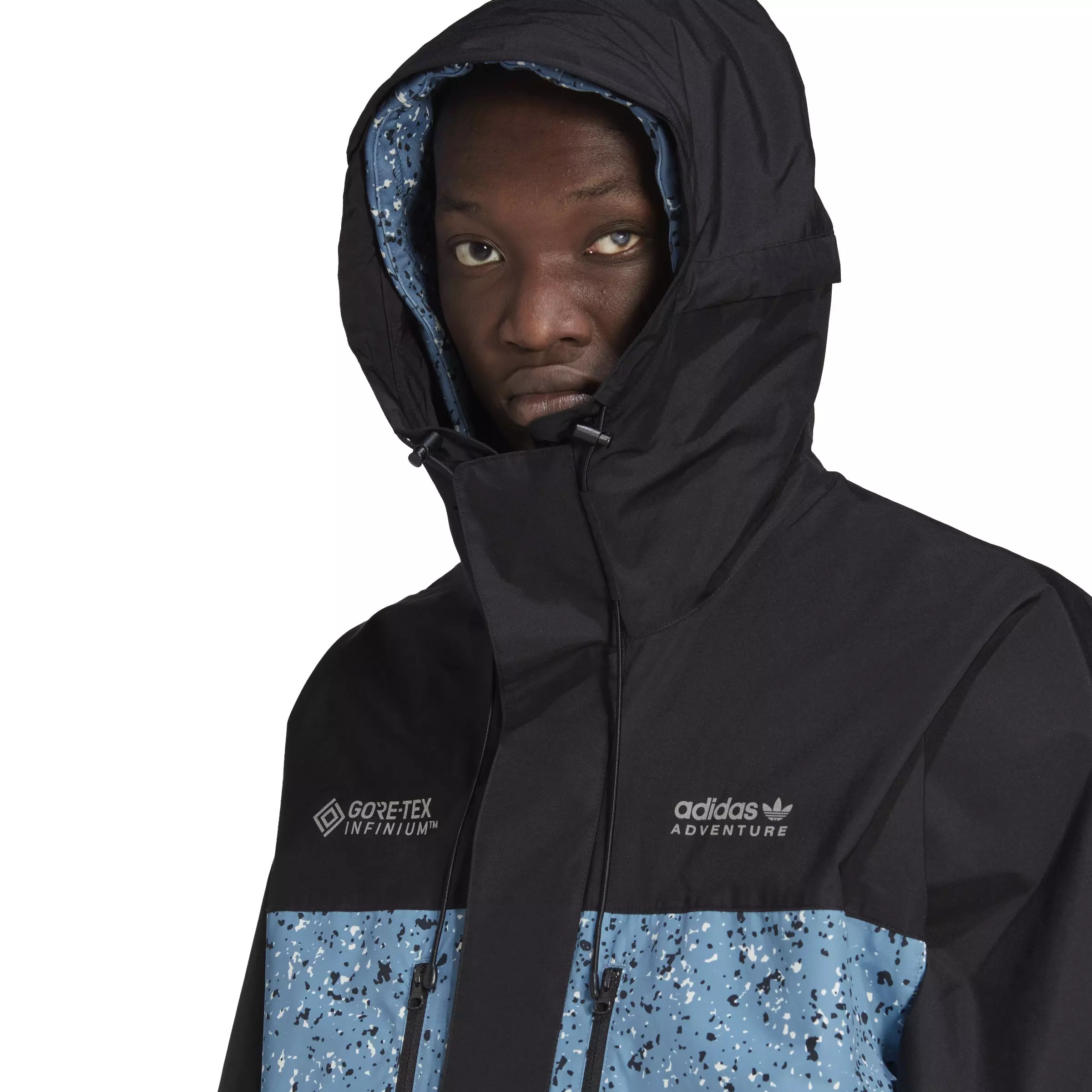 adidas Originals Men's Adventure Winter Allover Print GORE-TEX Full-Zip Jacket-Blue/Black - BLUE/BLACK