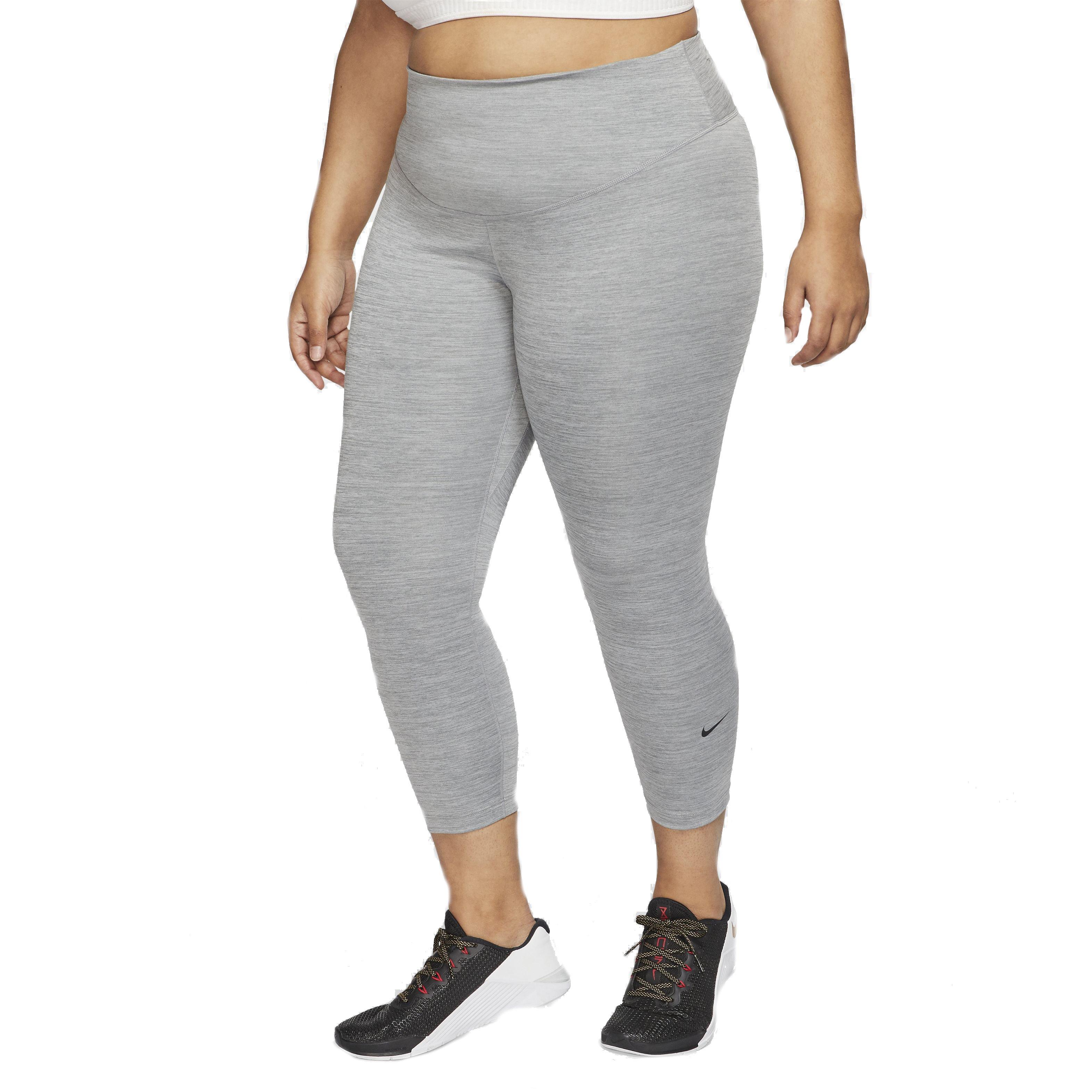 Nike One Women's "Heather Grey" Cropped Leggings-Plus Size - GREY/BLACK Thumbnail View 1