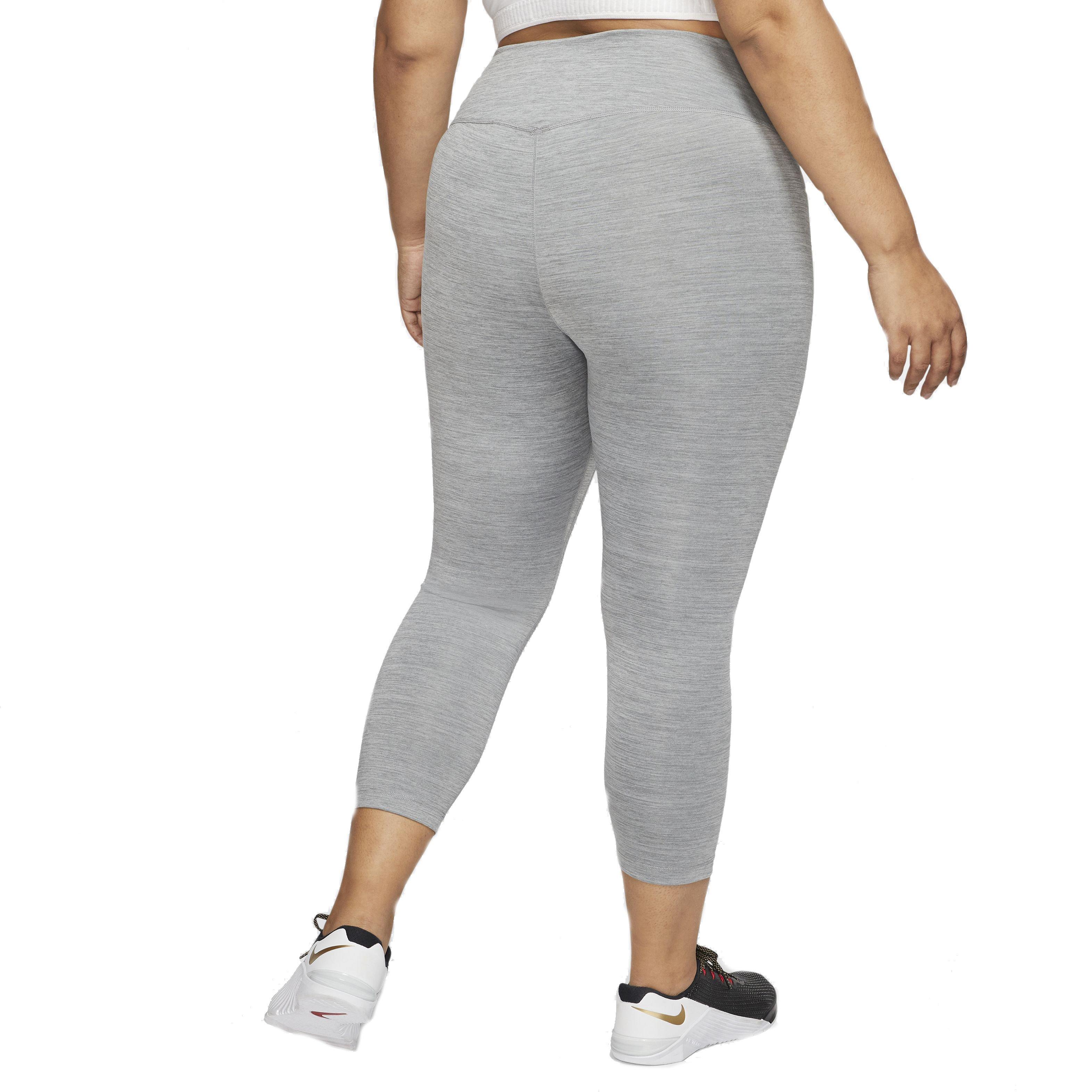 Nike One Women's "Heather Grey" Cropped Leggings-Plus Size - GREY/BLACK Thumbnail View 2