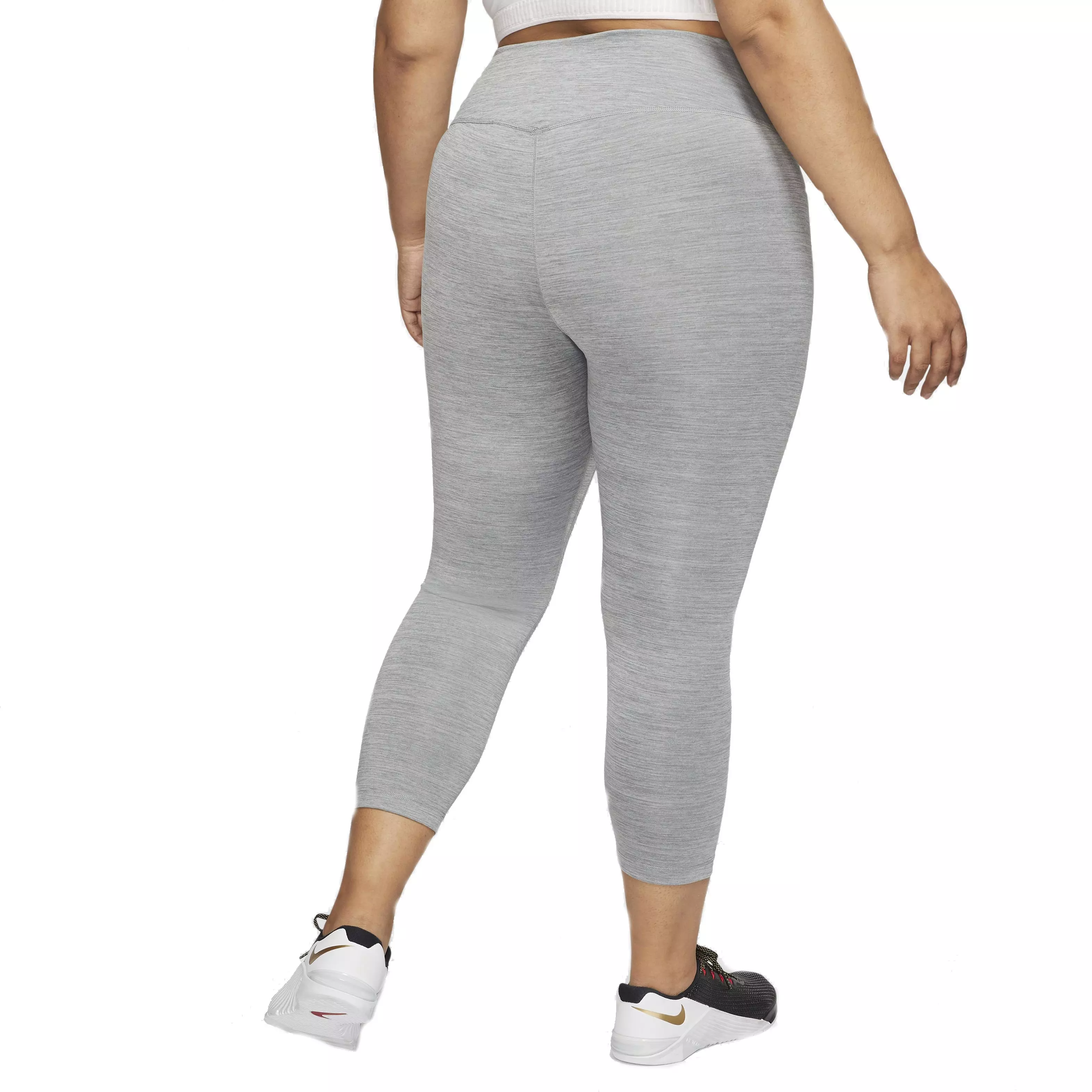 Nike One Women's "Heather Grey" Cropped Leggings-Plus Size - GREY/BLACK