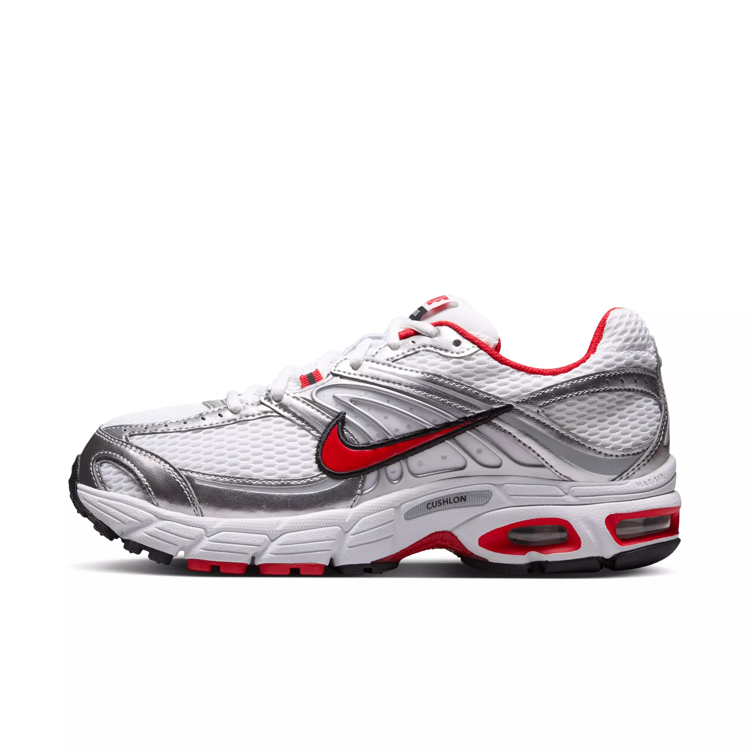 Nike Air Max Moto 2K "White/Metallic Silver/Black/University Red" Women's Shoe - WHITE/SILVER/BLACK/RED