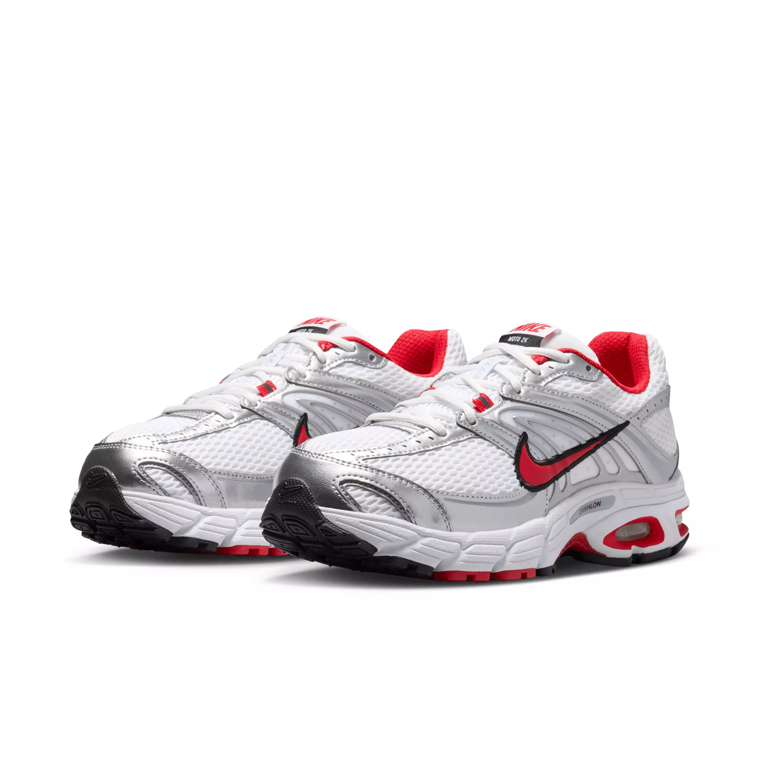 Nike Air Max Moto 2K "White/Metallic Silver/Black/University Red" Women's Shoe - WHITE/SILVER/BLACK/RED