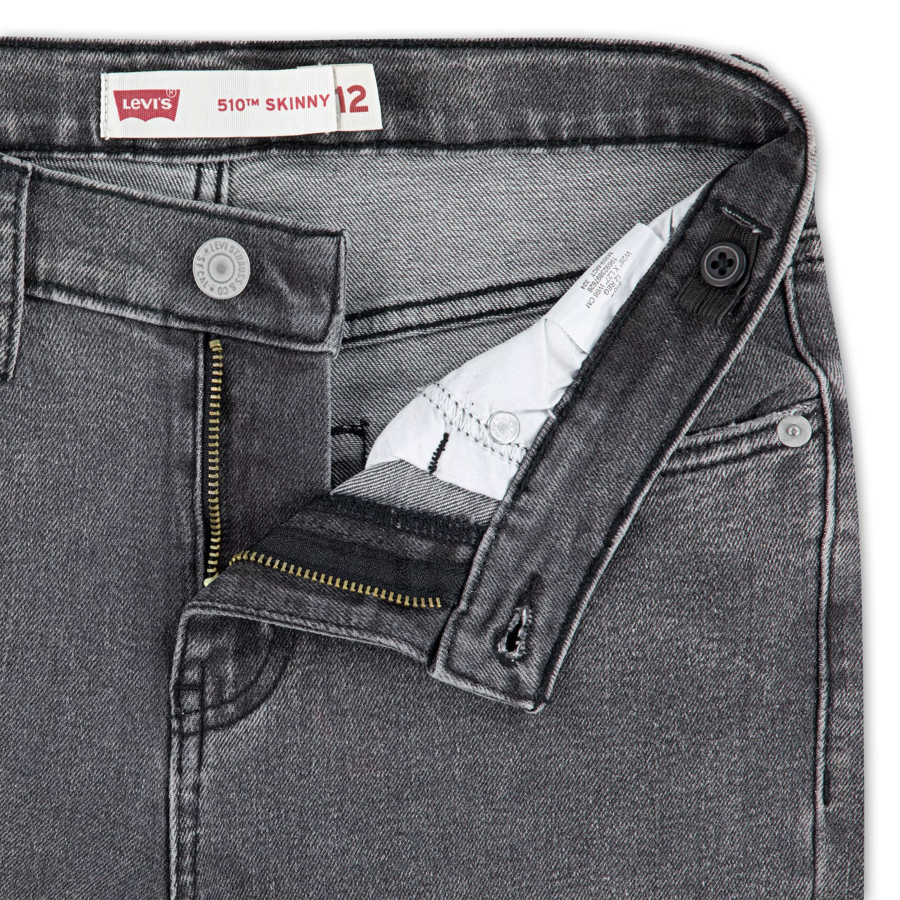 Levi's Big Boys' 510 Skinny Fit Dark Grey Wash Denim Jeans - DARK GREY