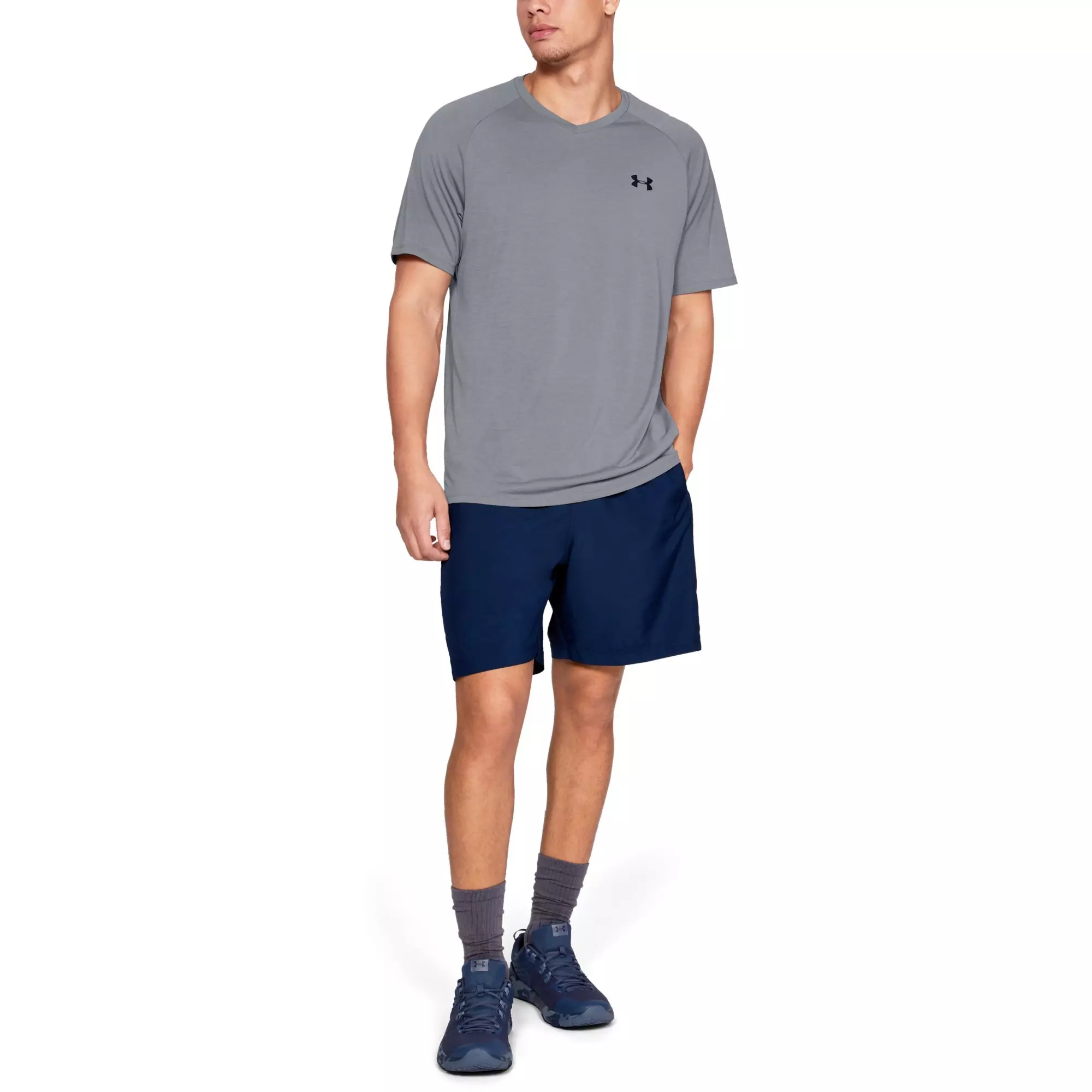 Under Armour Men's Tech 2.0 V-Neck Steel Tee - STEEL