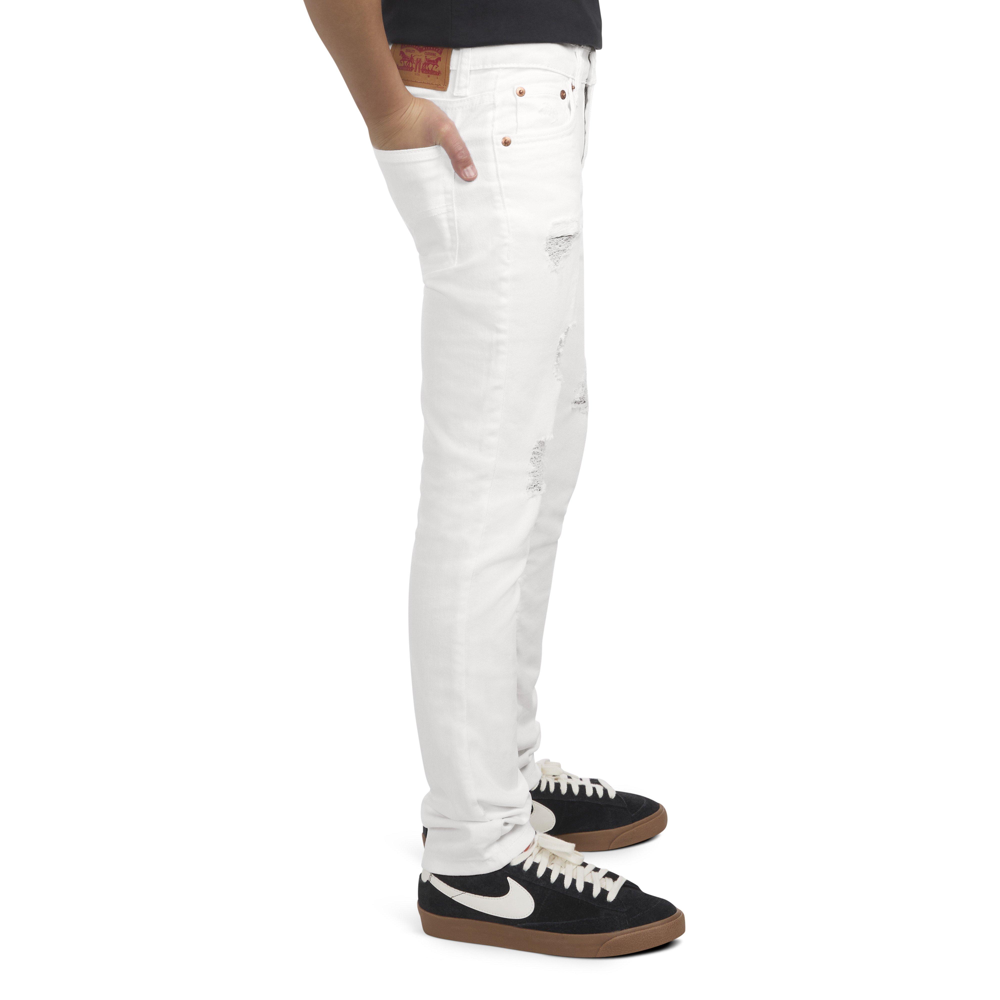 Levi's Big Boys' 510 Skinny Fit White Wash Denim Jeans - WHITE Thumbnail View 3