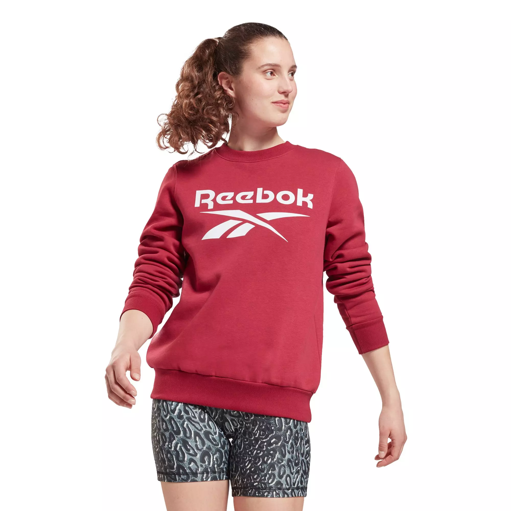 Reebok Women's Identity Logo Fleece Crew Sweatshirt - Berry - BERRY