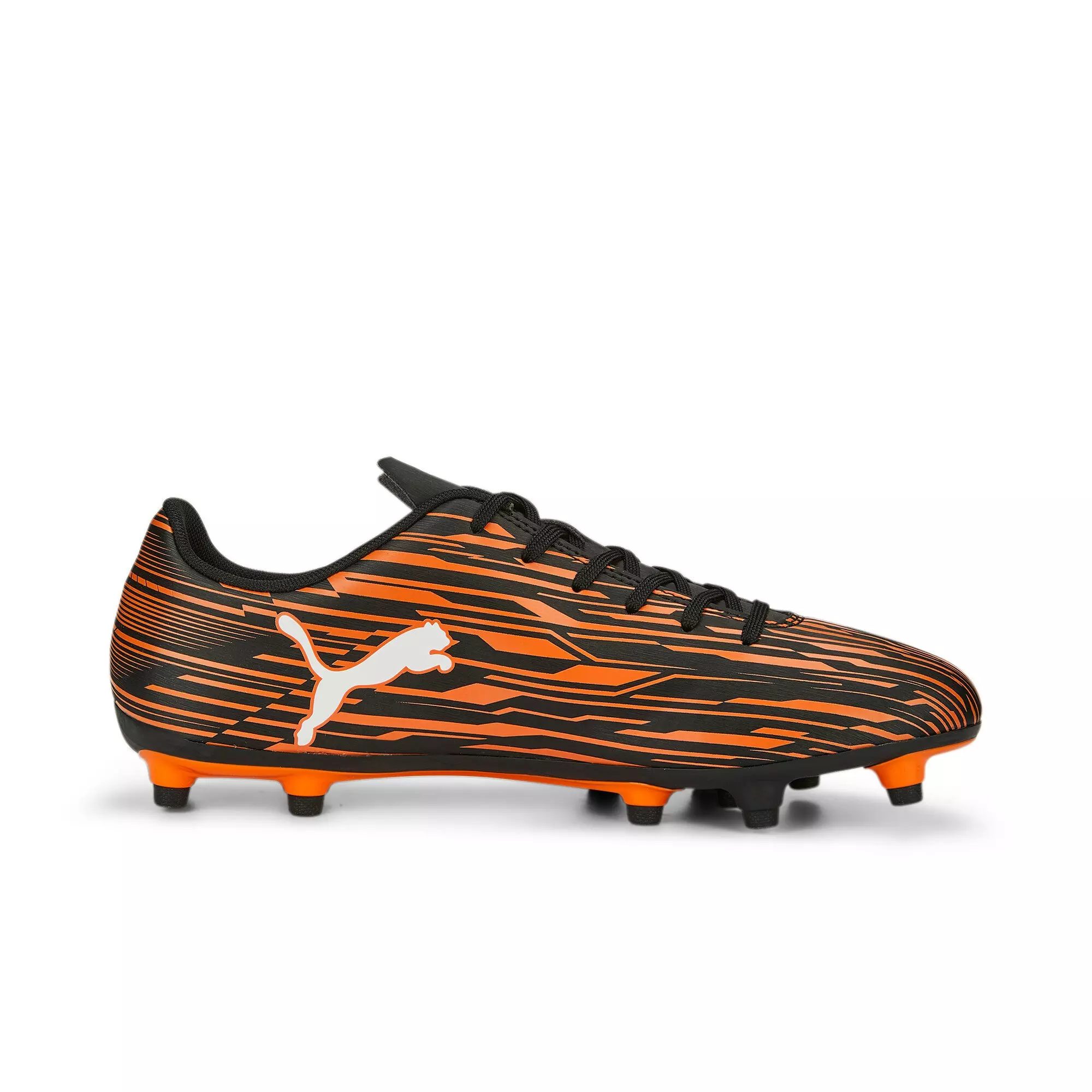PUMA Rapido III FG/AG "Black/Orange/White" Men's Soccer Cleat - BLACK/ORANGE/WHITE