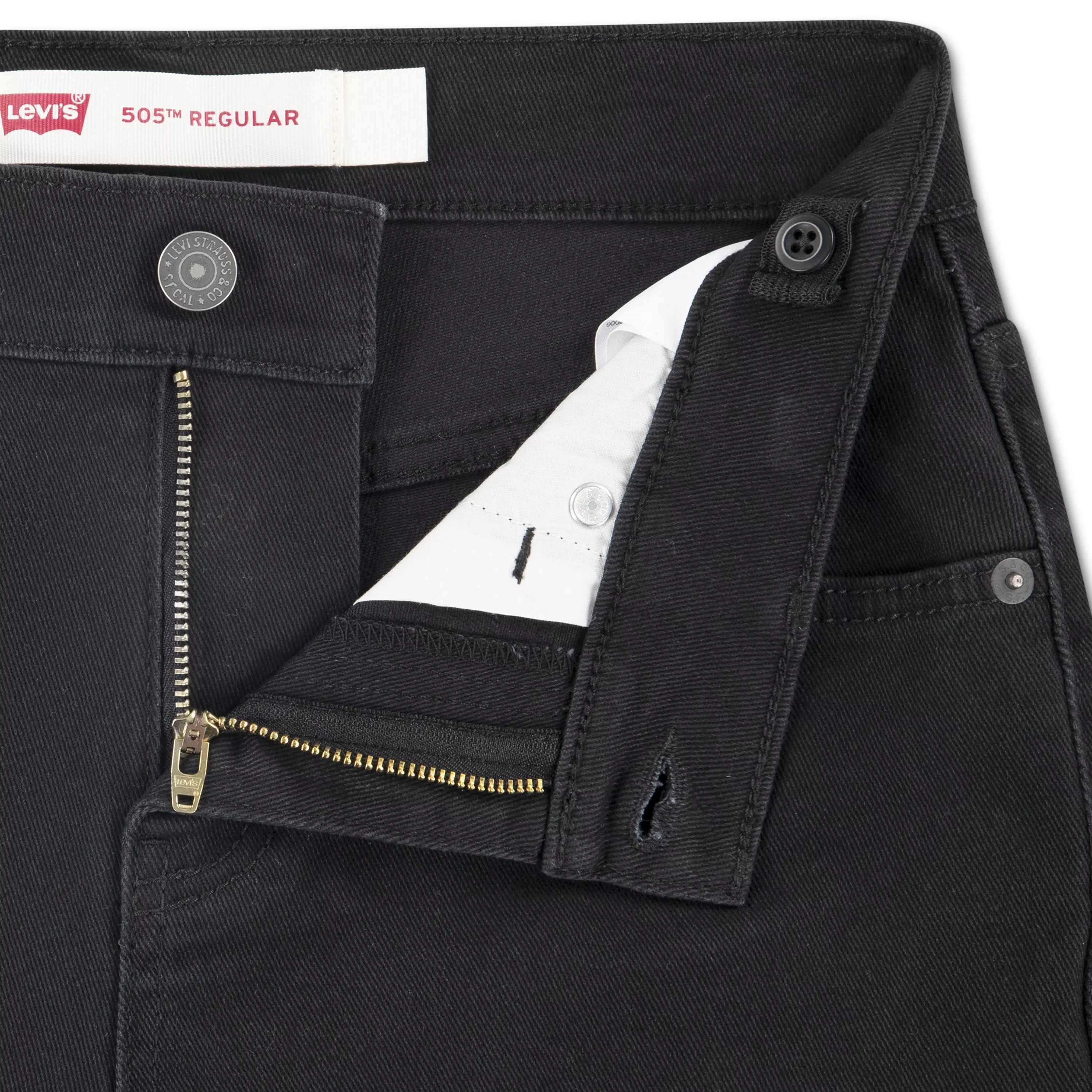 Levi's Big Boys' 505 Regular Fit Dark Wash Denim Black Jeans - BLACK