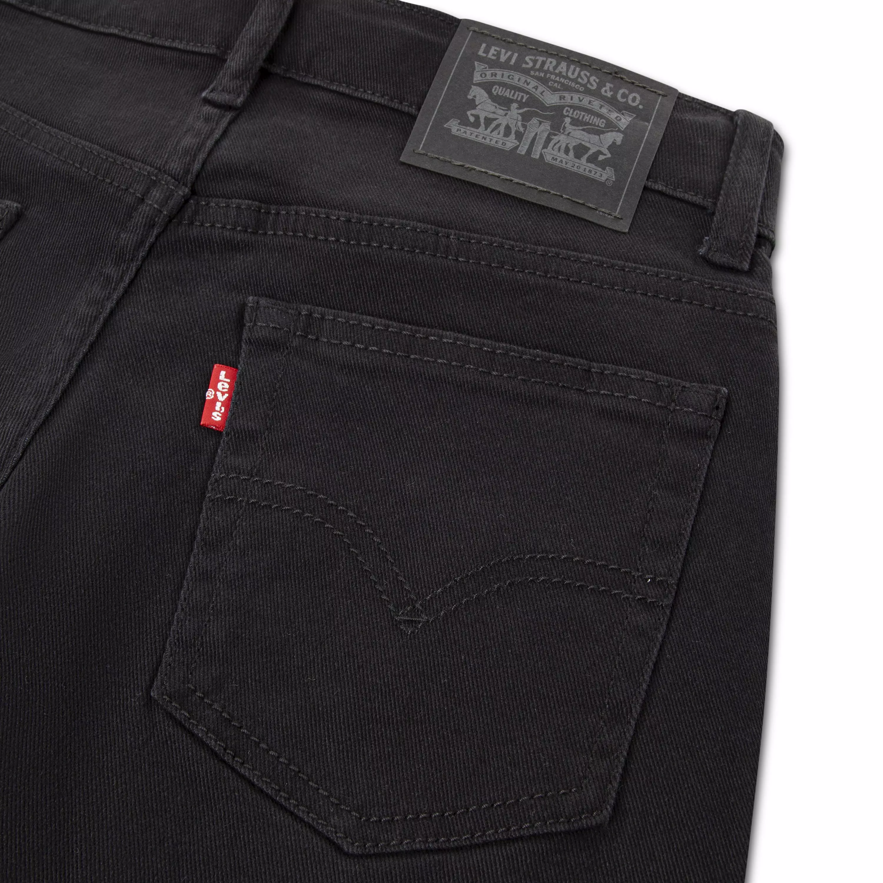 Levi's Big Boys' 505 Regular Fit Dark Wash Denim Black Jeans - BLACK