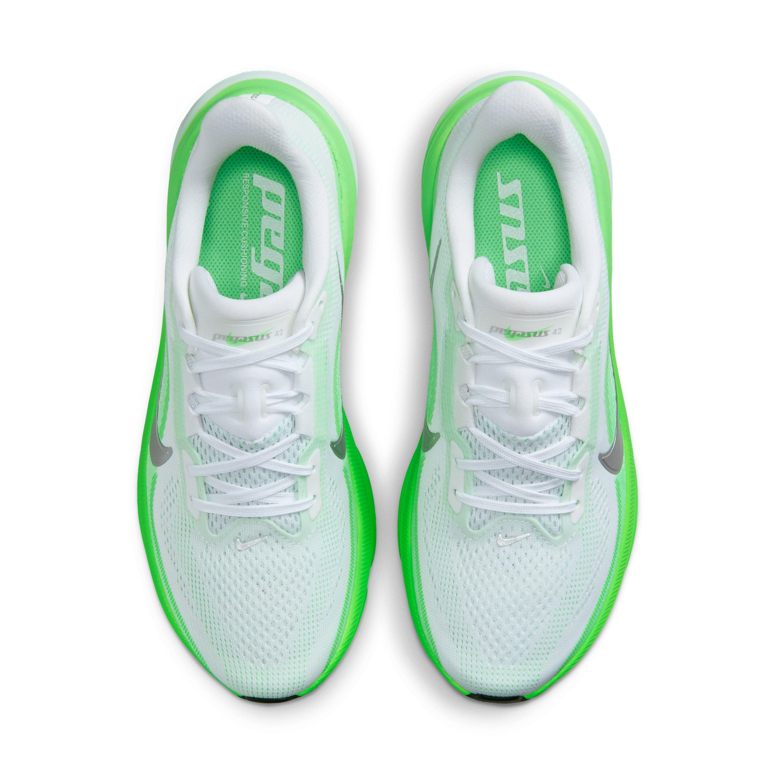 Nike Pegasus 42 "White/Green Strike/Illusion Green/Metallic Silver" Women's Running Shoe - WHITE/GREEN/GREEN/SILVER