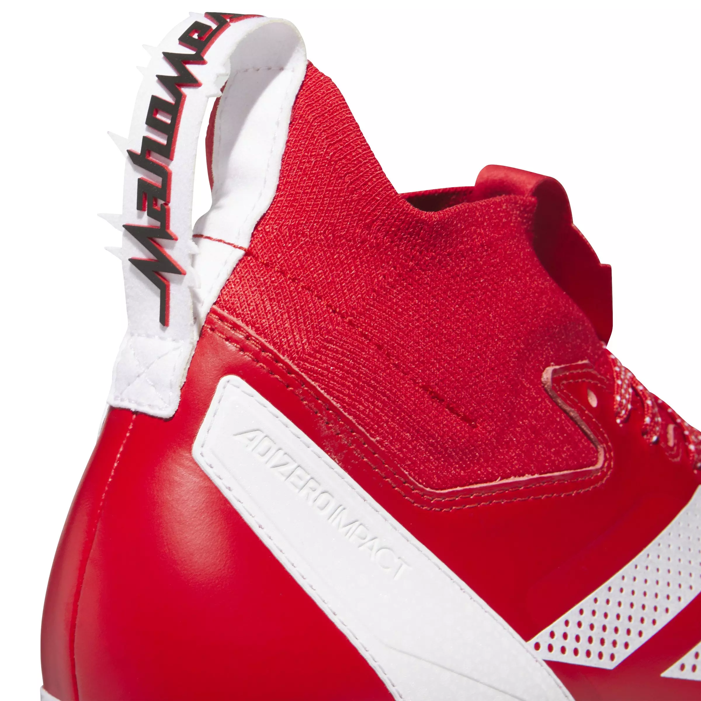 adidas Adizero Impact + PE "Team Colleg Red/Ftwr White/Team Colleg Red" Men's Football Cleat - RED/WHITE/RED