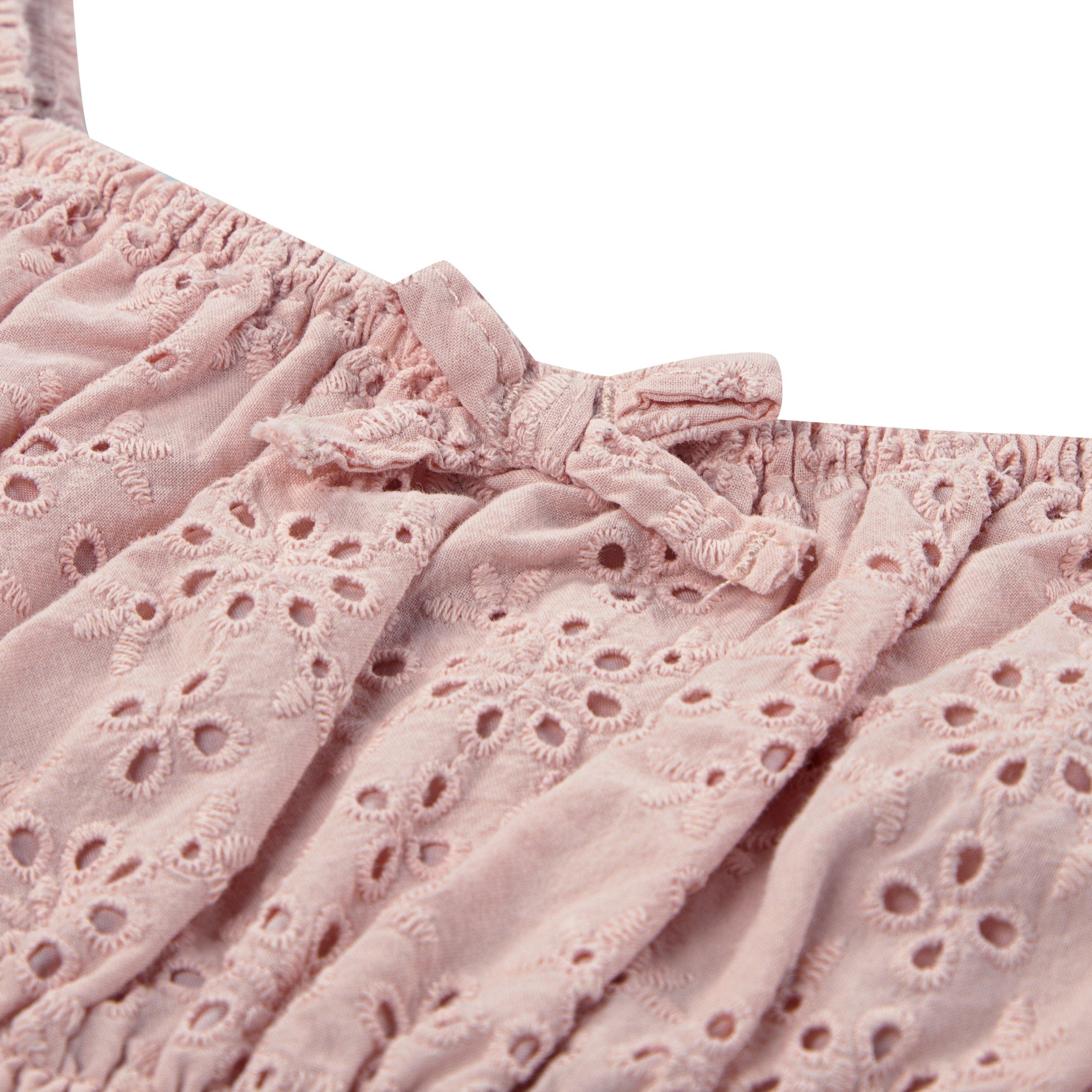 Levi's Eyelet Short Sleeve Little Girls' Pink Dress