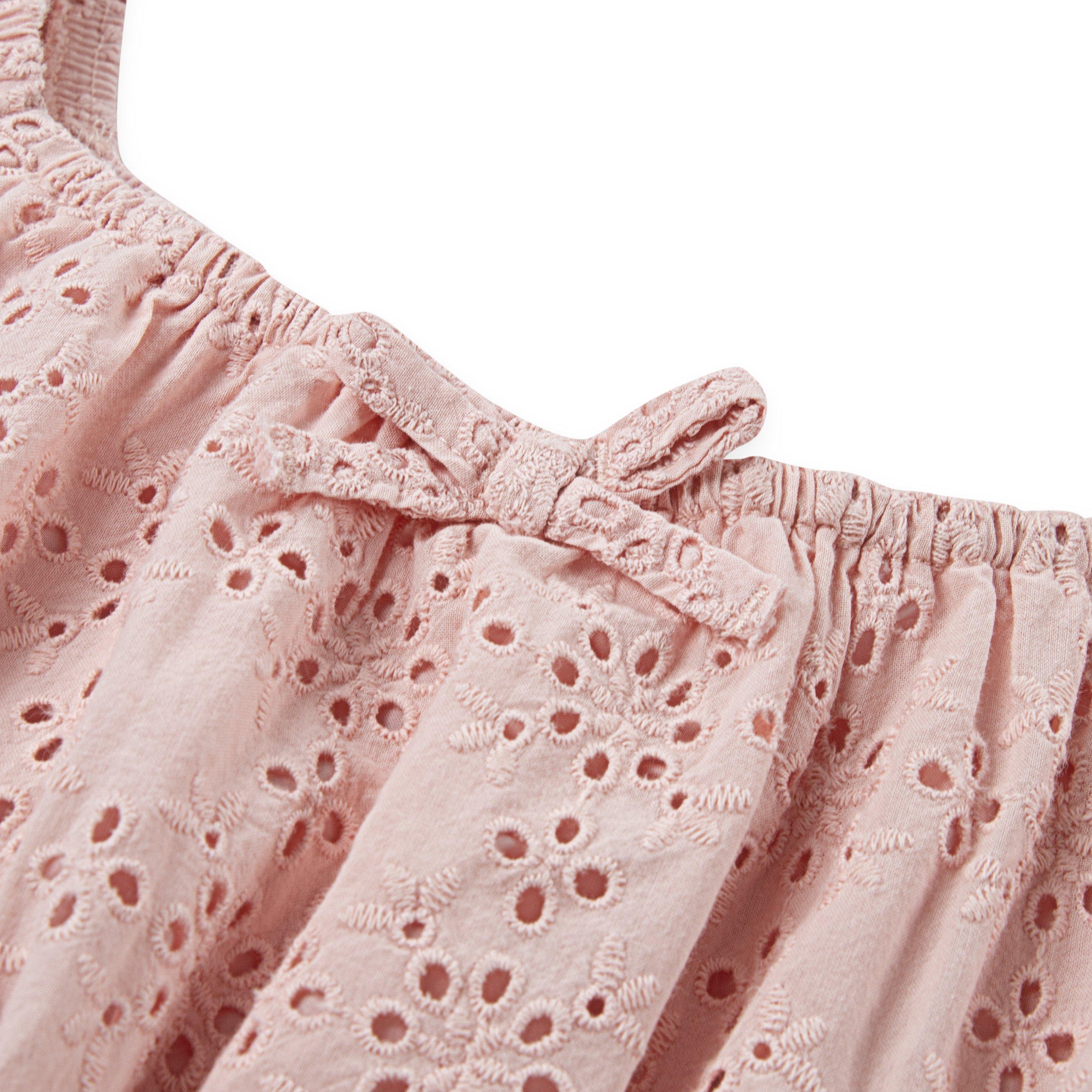 Levi's Eyelet Short Sleeve Big Girls' Pink Dress