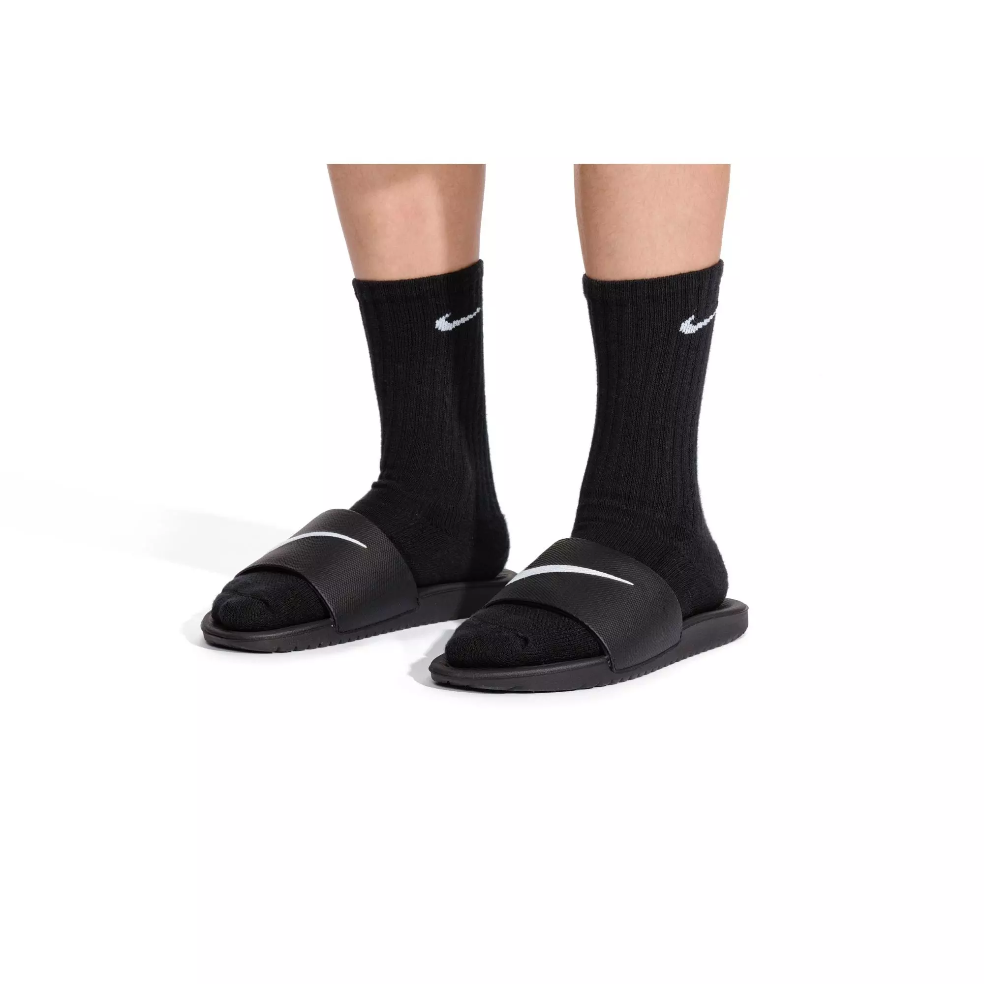 Nike Kawa Grade School Kids' Slide - BLACK/WHITE
