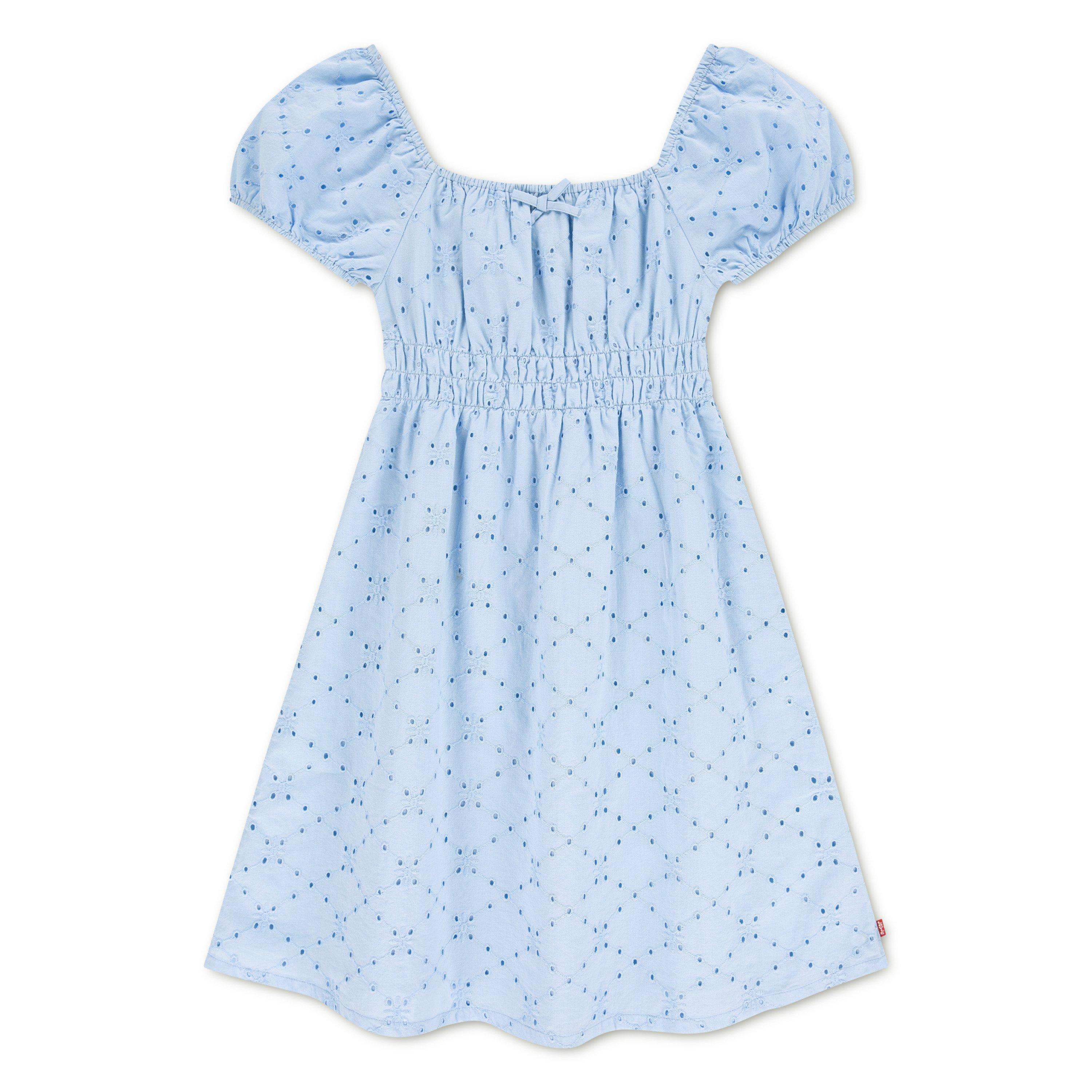 Levi's Eyelet Short Sleeve Little Girls' Light Blue Dress