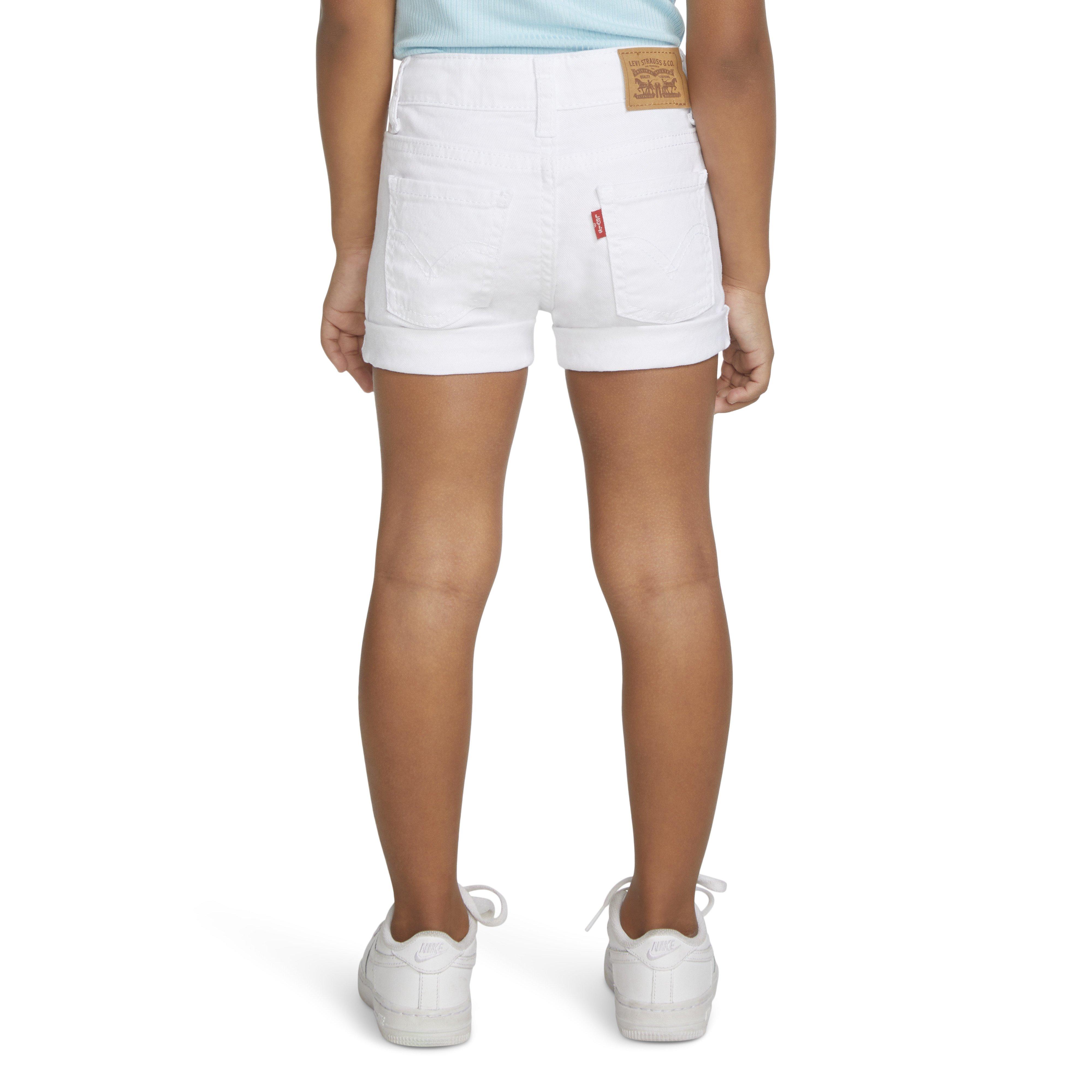 Levi's Girlfriend Fit Roll-Up Toddler Girls' White Wash Denim Shorty Shorts