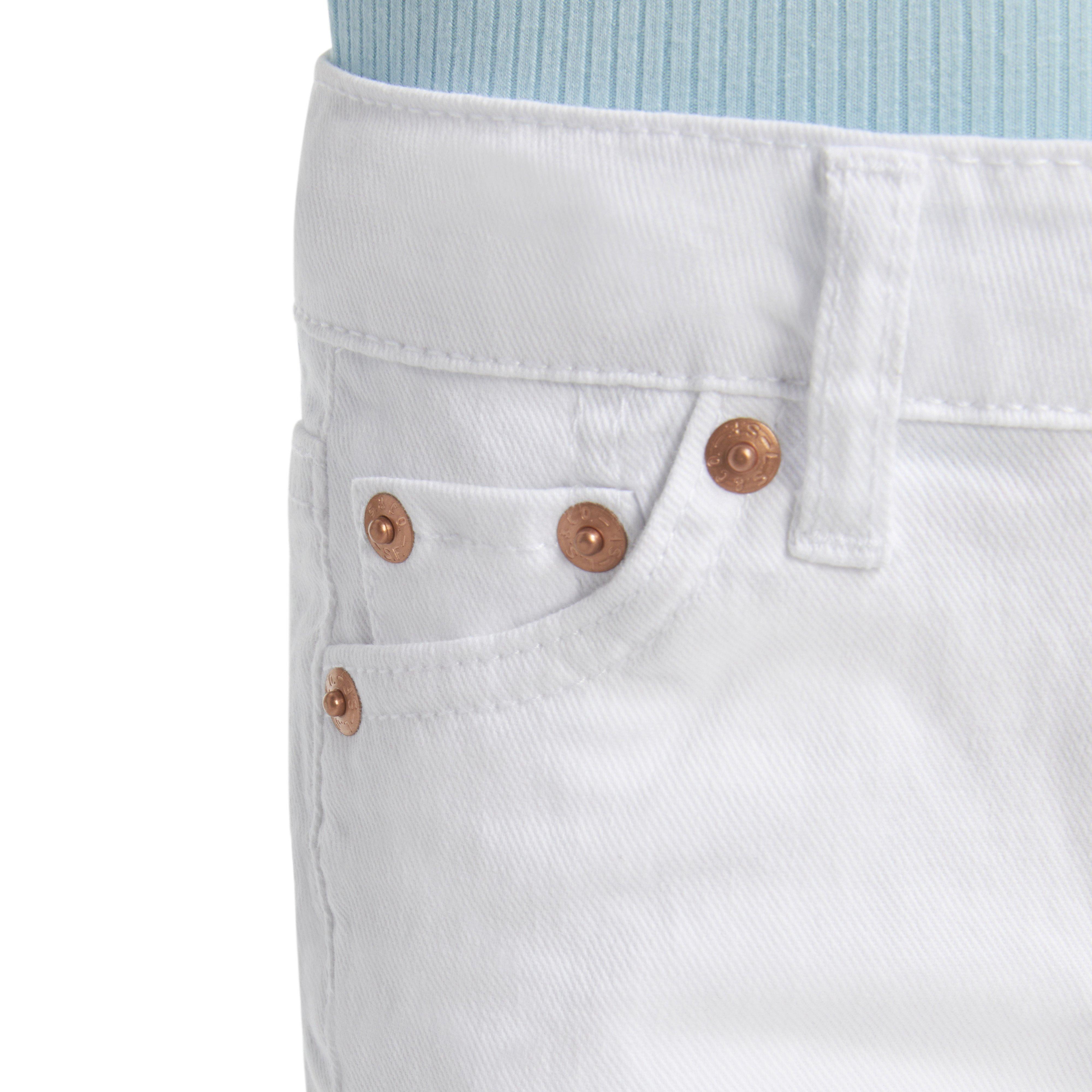 Levi's Toddler Girls' Girlfriend Fit Roll-Up White Wash Shorty Shorts Denim - WHITE Thumbnail View 5