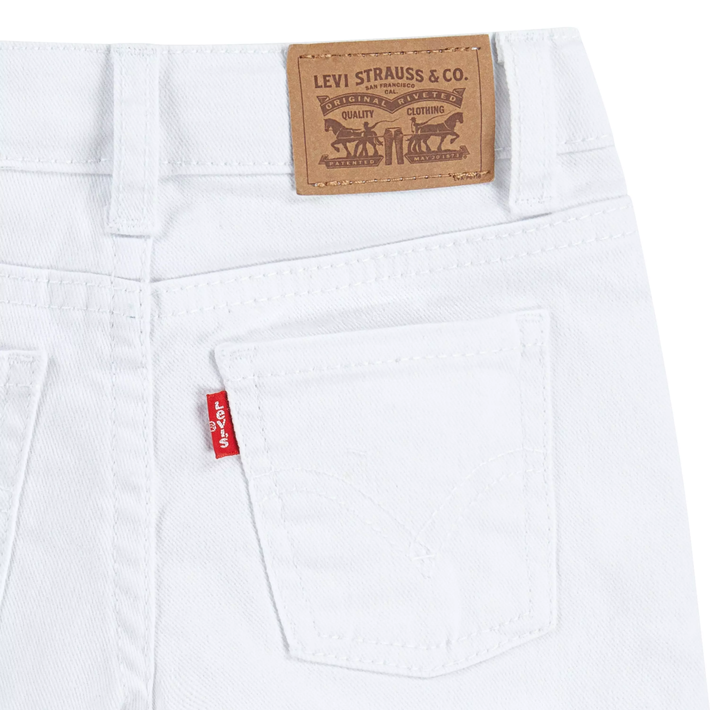 Levi's Toddler Girls' Girlfriend Fit Roll-Up White Wash Denim Shorty Shorts - WHITE