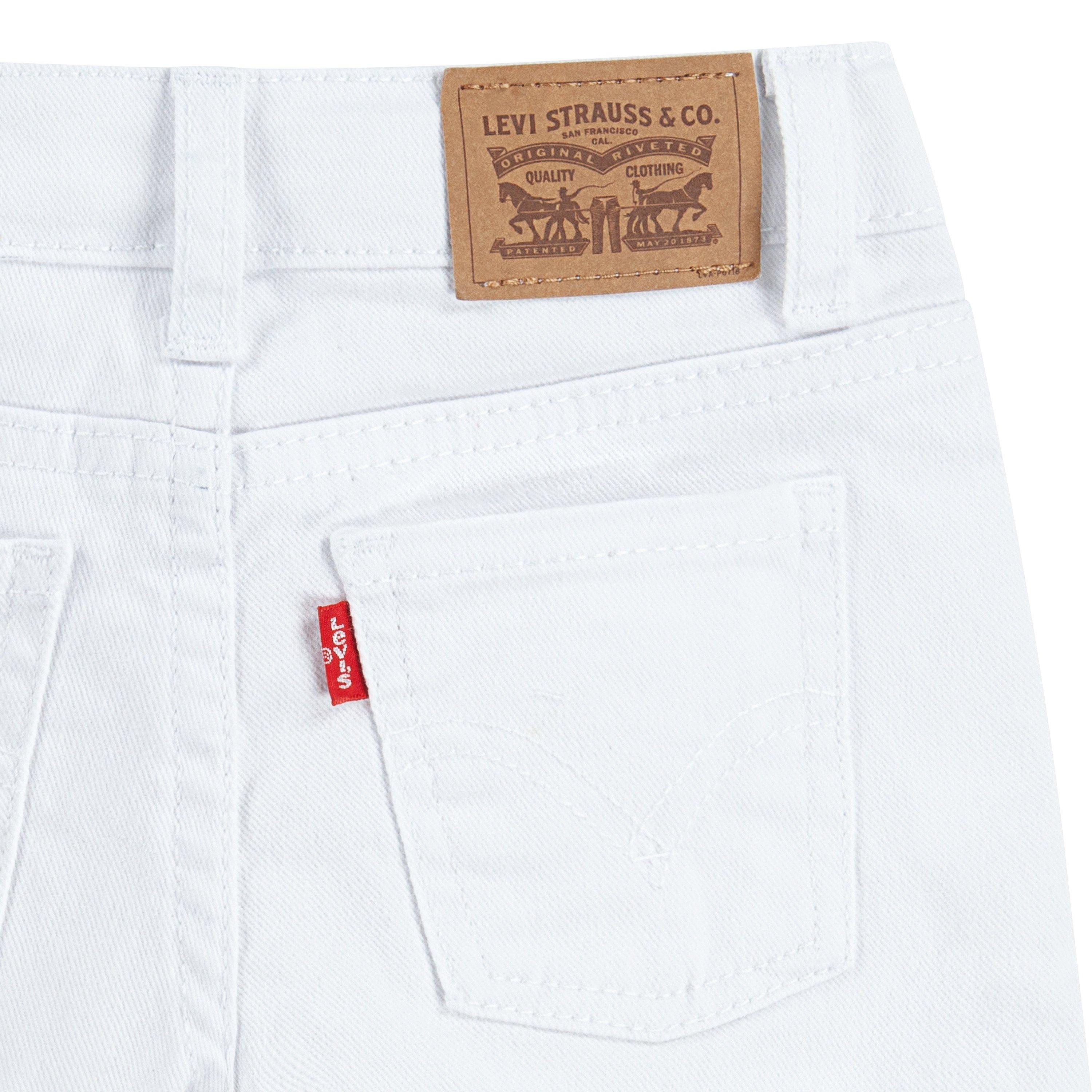 Levi's Toddler Girls' Girlfriend Fit Roll-Up White Wash Shorty Shorts Denim - WHITE Thumbnail View 6