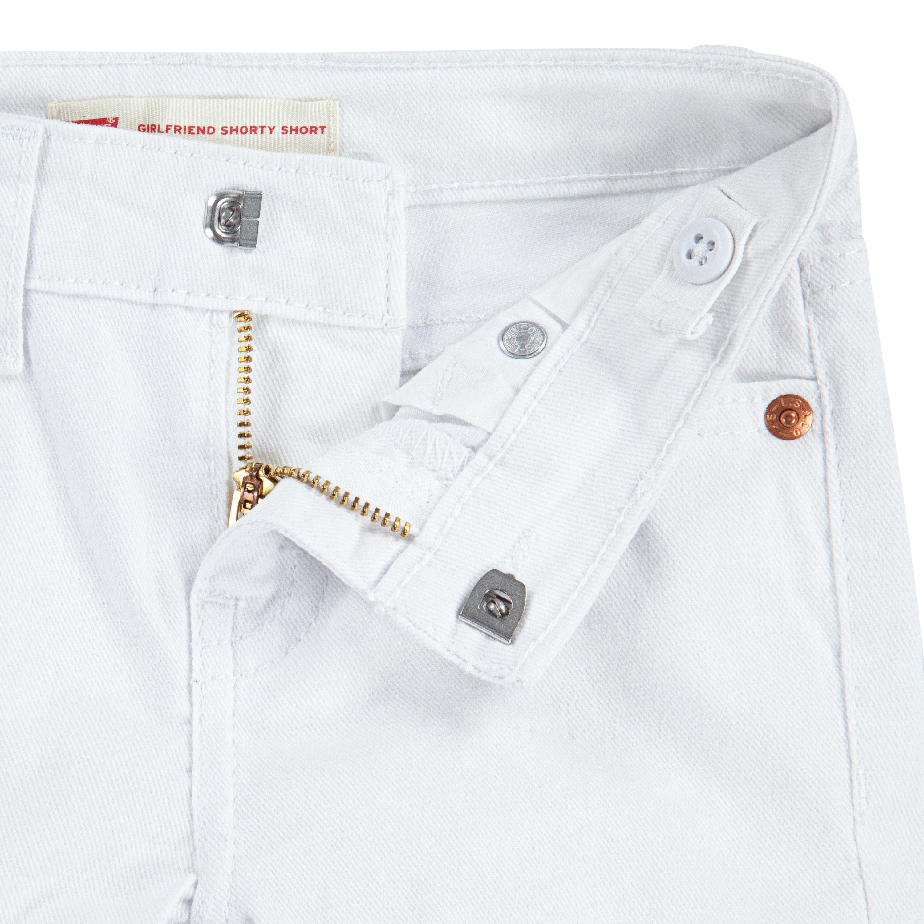 Levi's Toddler Girls' Girlfriend Fit Roll-Up White Wash Denim Shorty Shorts - WHITE Thumbnail View 7