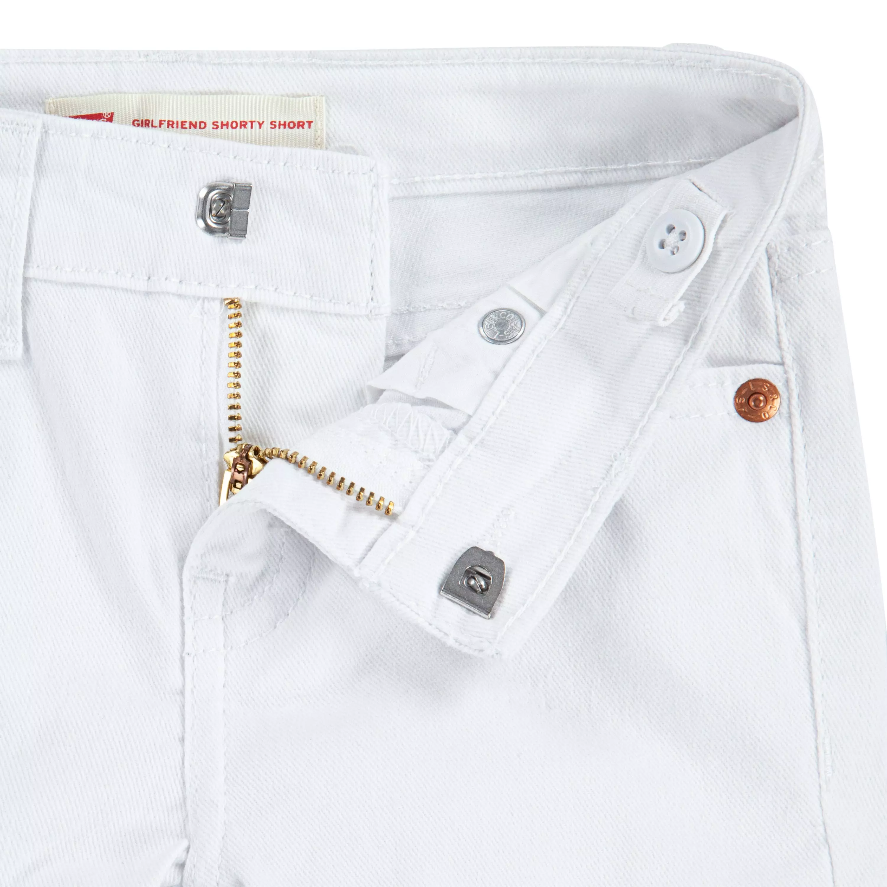 Levi's Toddler Girls' Girlfriend Fit Roll-Up White Wash Denim Shorty Shorts - WHITE