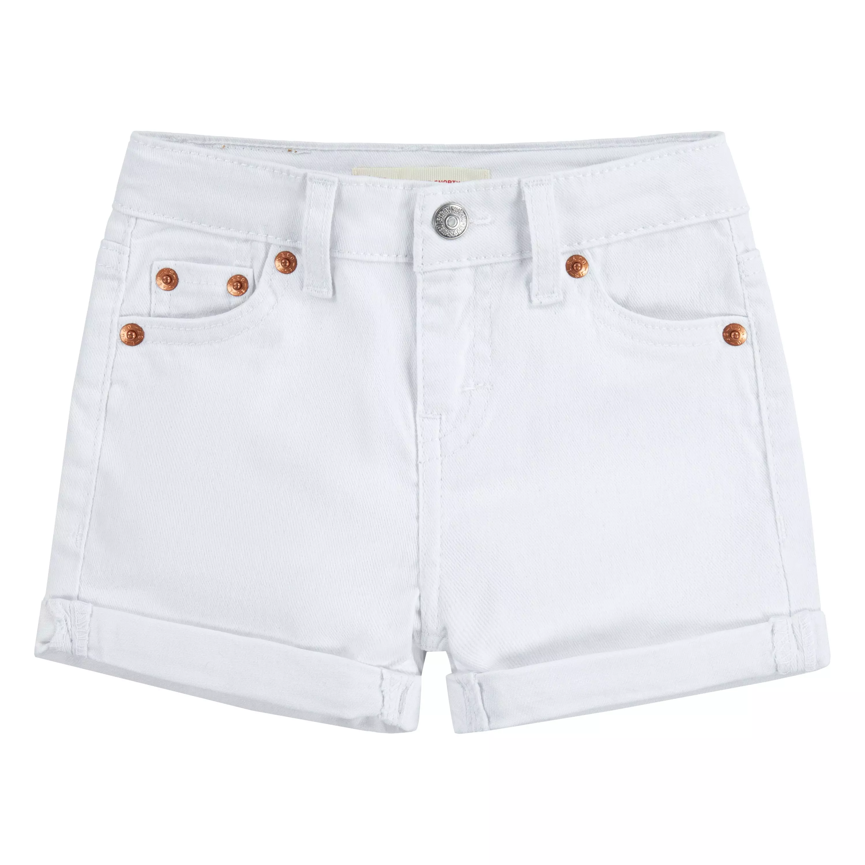 Levi's Toddler Girls' Girlfriend Fit Roll-Up White Wash Denim Shorty Shorts - WHITE