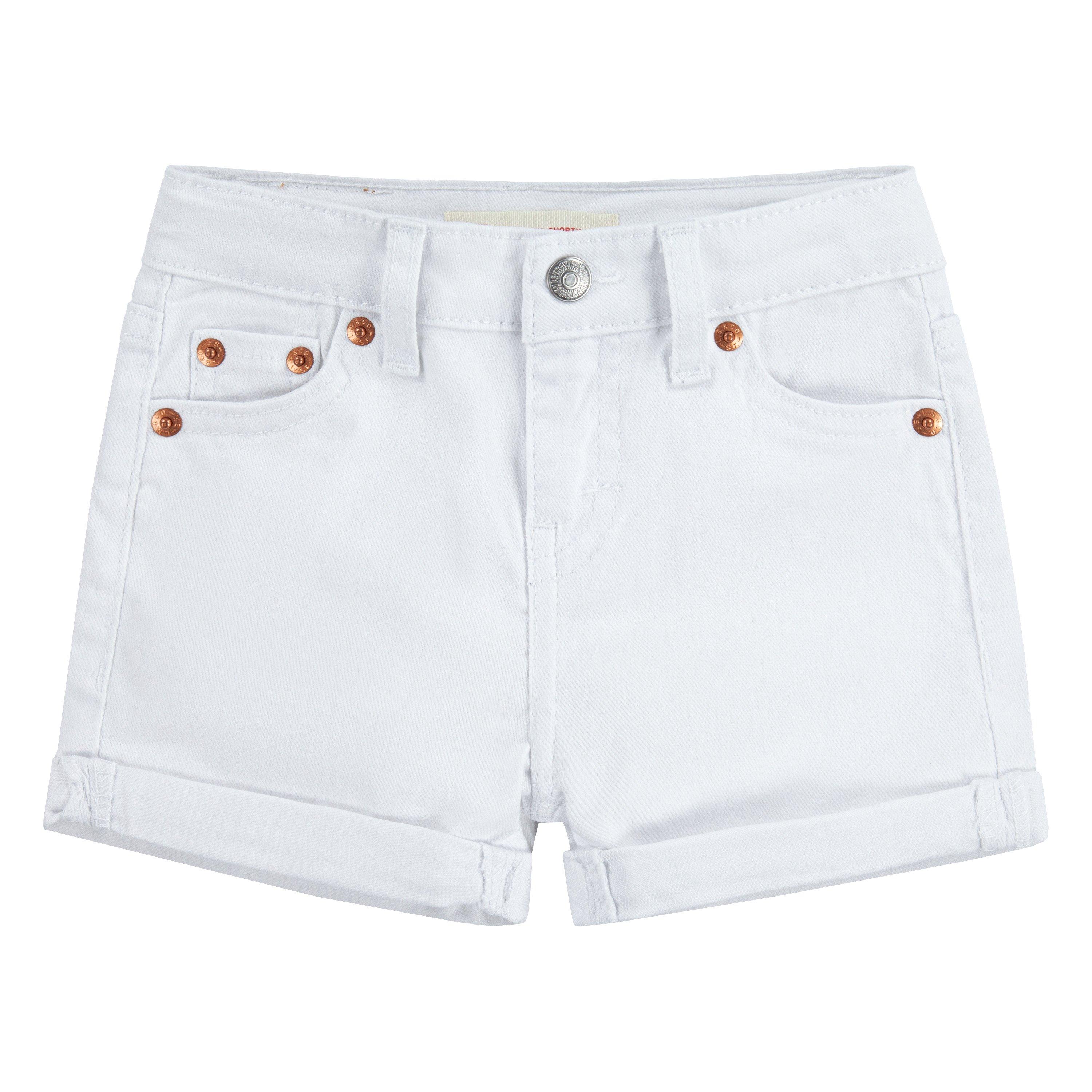 Levi's Girlfriend Fit Roll-Up Toddler Girls' White Wash Denim Shorty Shorts