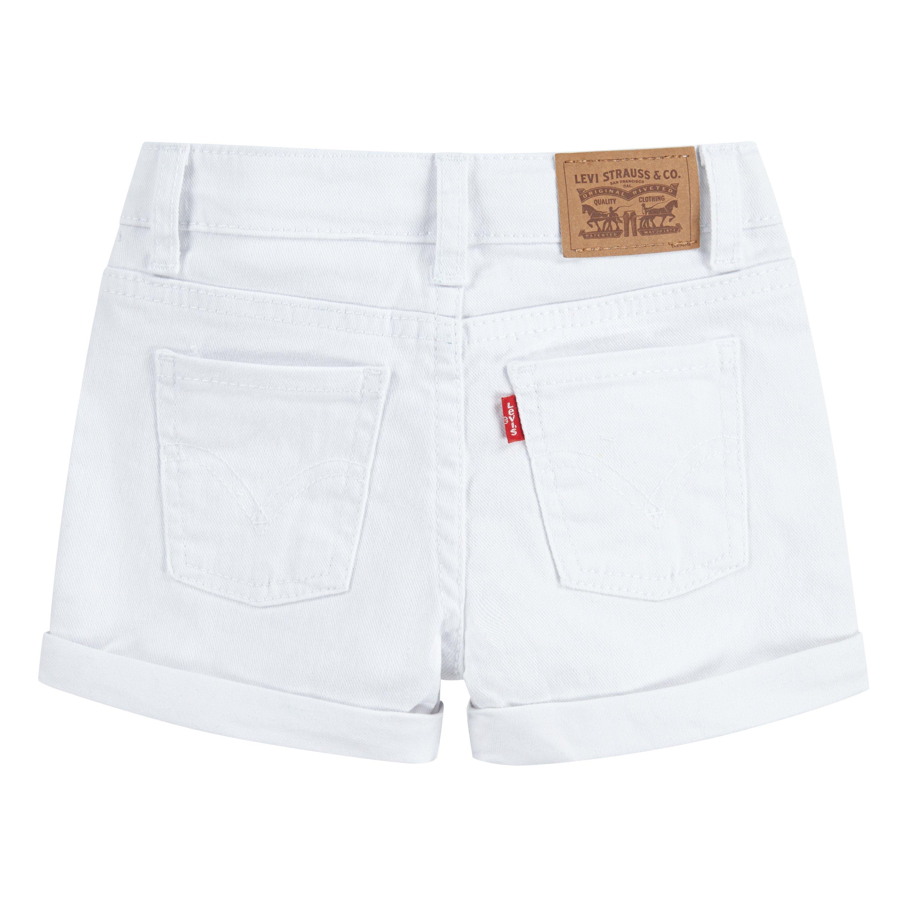 Levi's Toddler Girls' Girlfriend Fit Roll-Up White Wash Denim Shorty Shorts - WHITE Thumbnail View 9