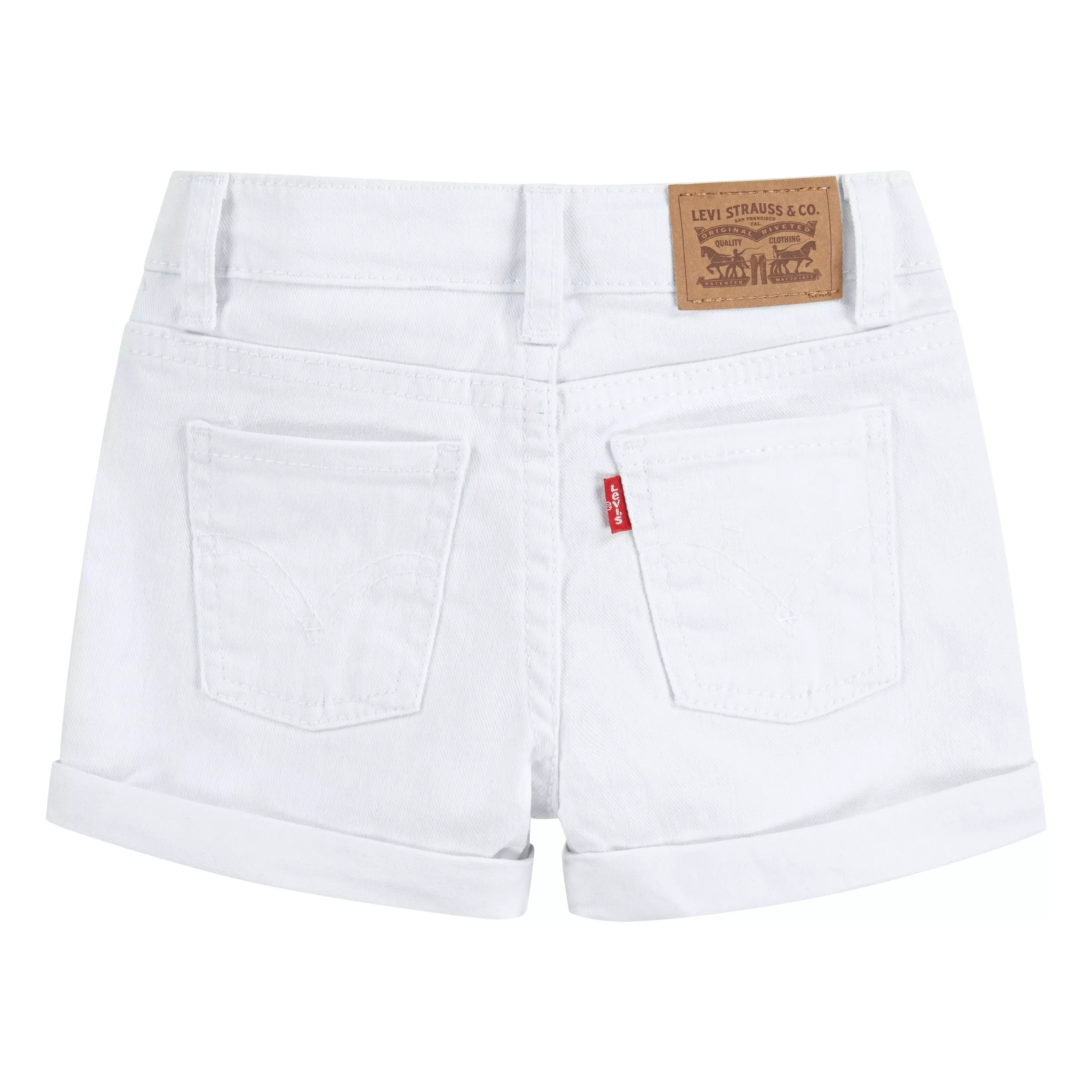 Levi's Toddler Girls' Girlfriend Fit Roll-Up White Wash Shorty Shorts Denim - WHITE