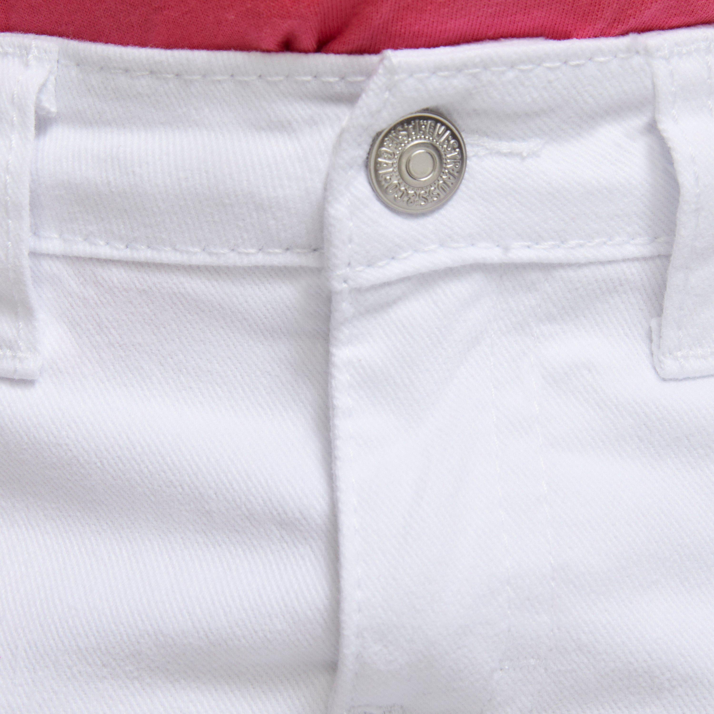 Levi's Little Girls' Girlfriend Fit Roll-Up White Wash Shorty Shorts Denim - WHITE Thumbnail View 4