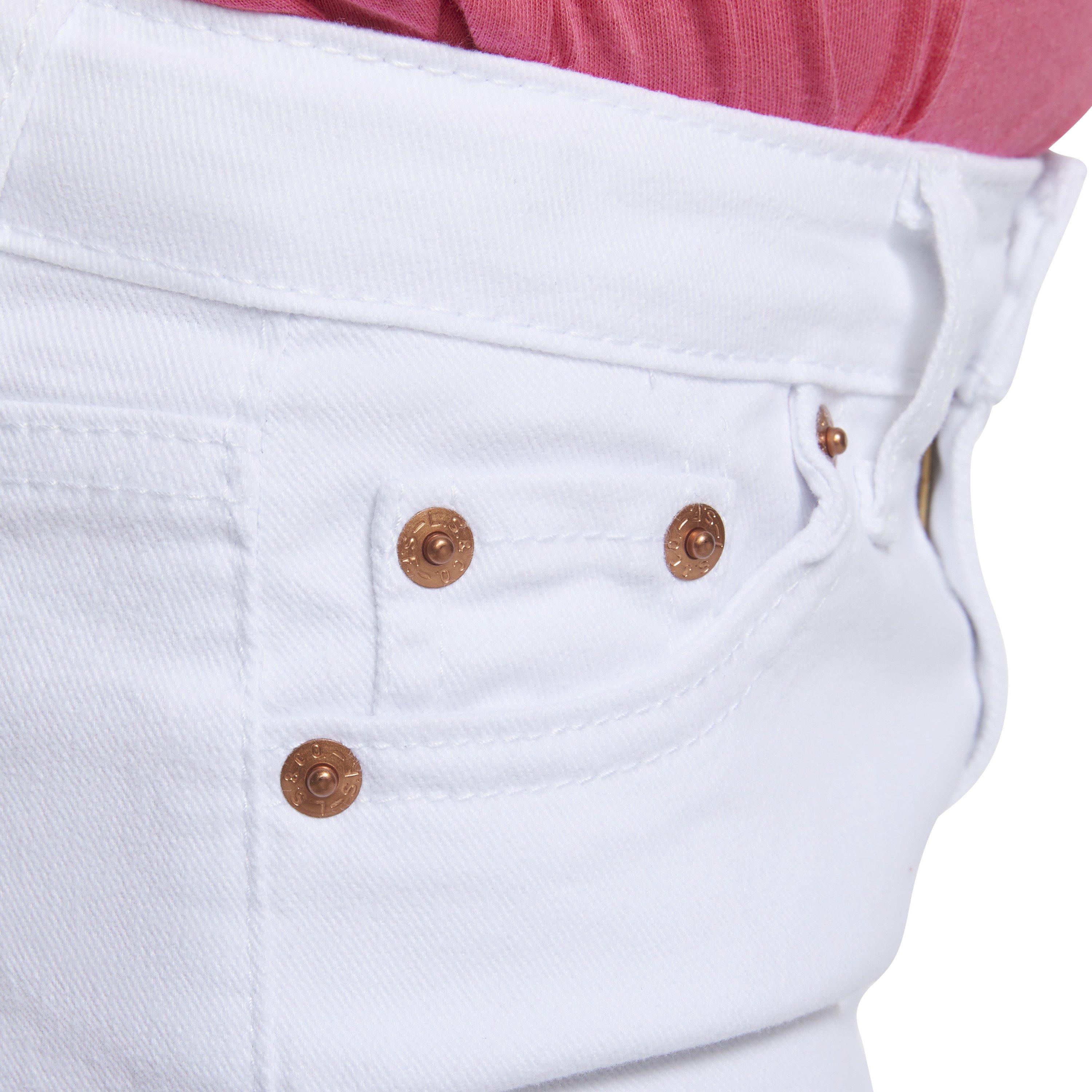Levi's Little Girls' Girlfriend Fit Roll-Up White Wash Denim Shorty Shorts - WHITE Thumbnail View 5