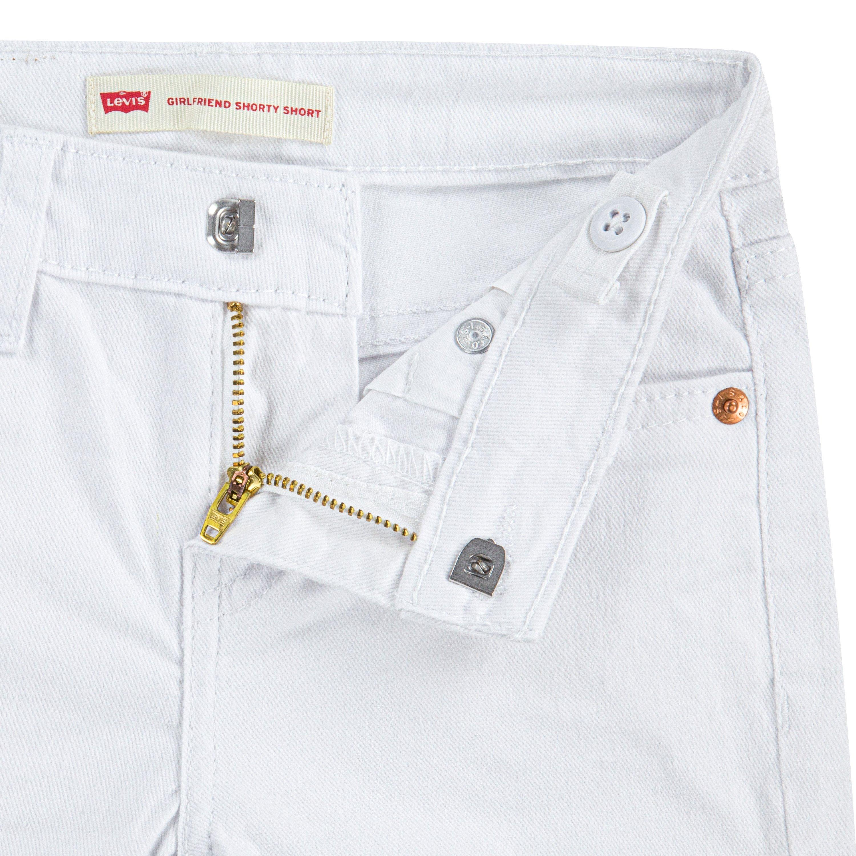 Levi's Little Girls' Girlfriend Fit Roll-Up White Wash Denim Shorty Shorts - WHITE Thumbnail View 6