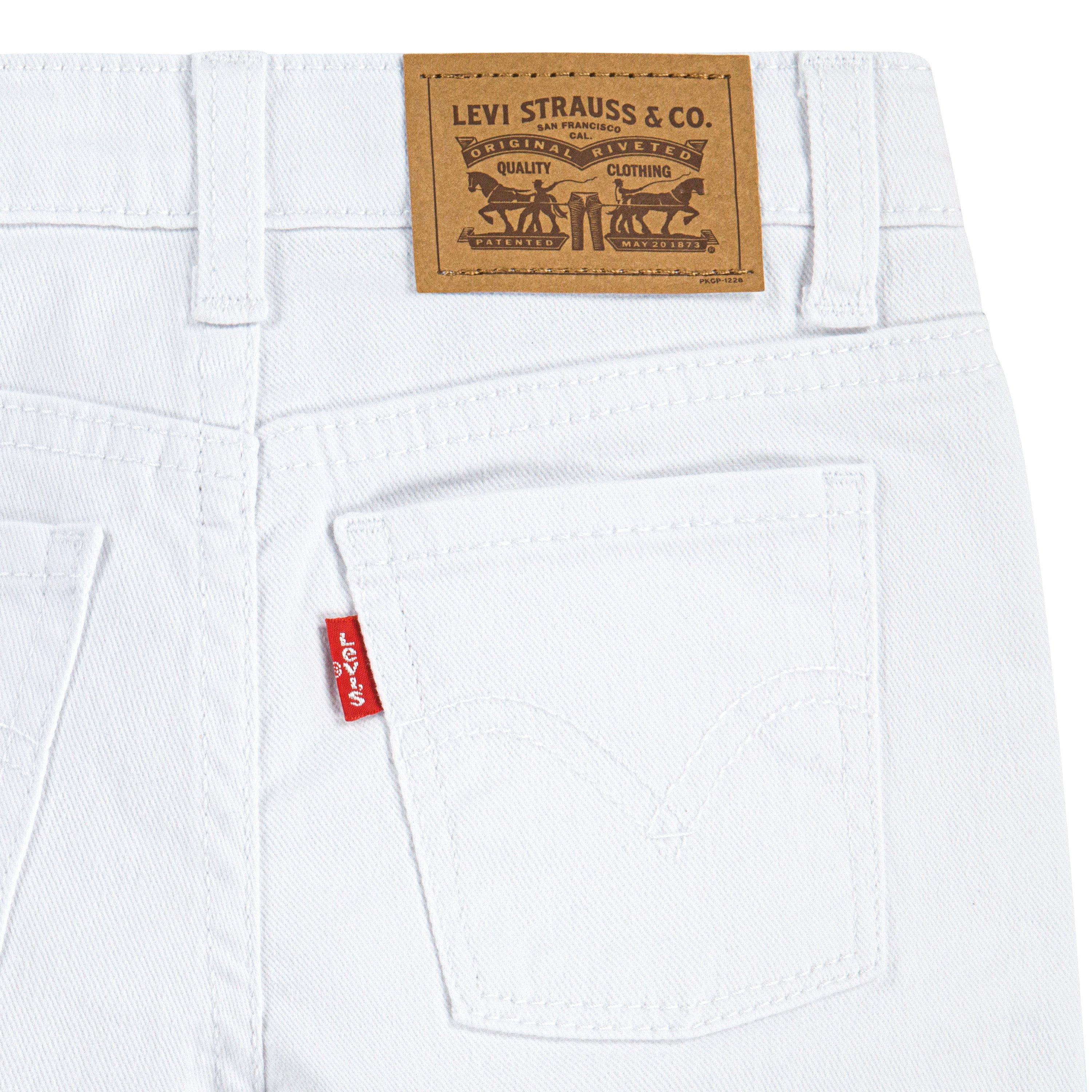Levi's Little Girls' Girlfriend Fit Roll-Up White Wash Shorty Shorts Denim - WHITE Thumbnail View 7