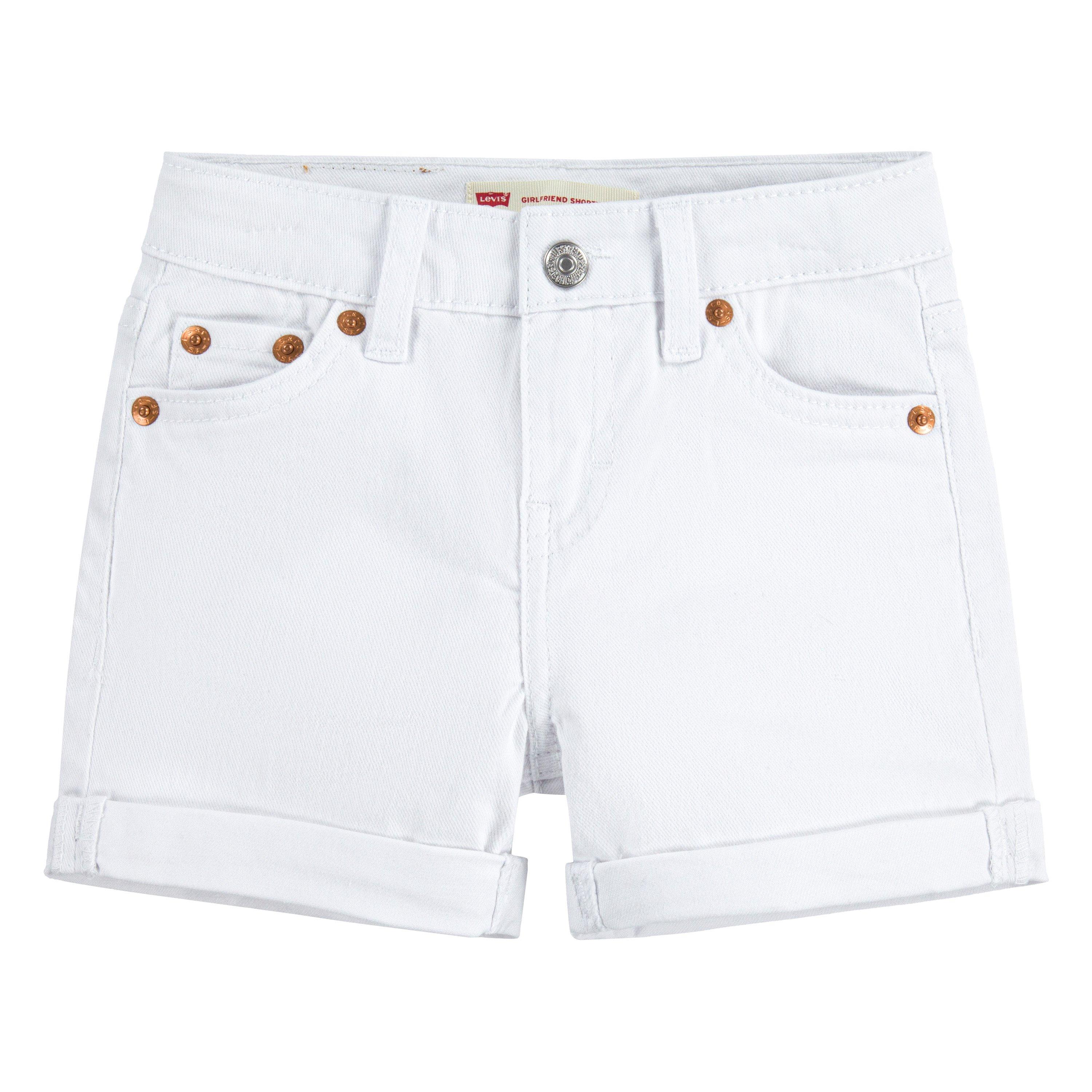 Levi's Little Girls' Girlfriend Fit Roll-Up White Wash Shorty Shorts Denim - WHITE Thumbnail View 8