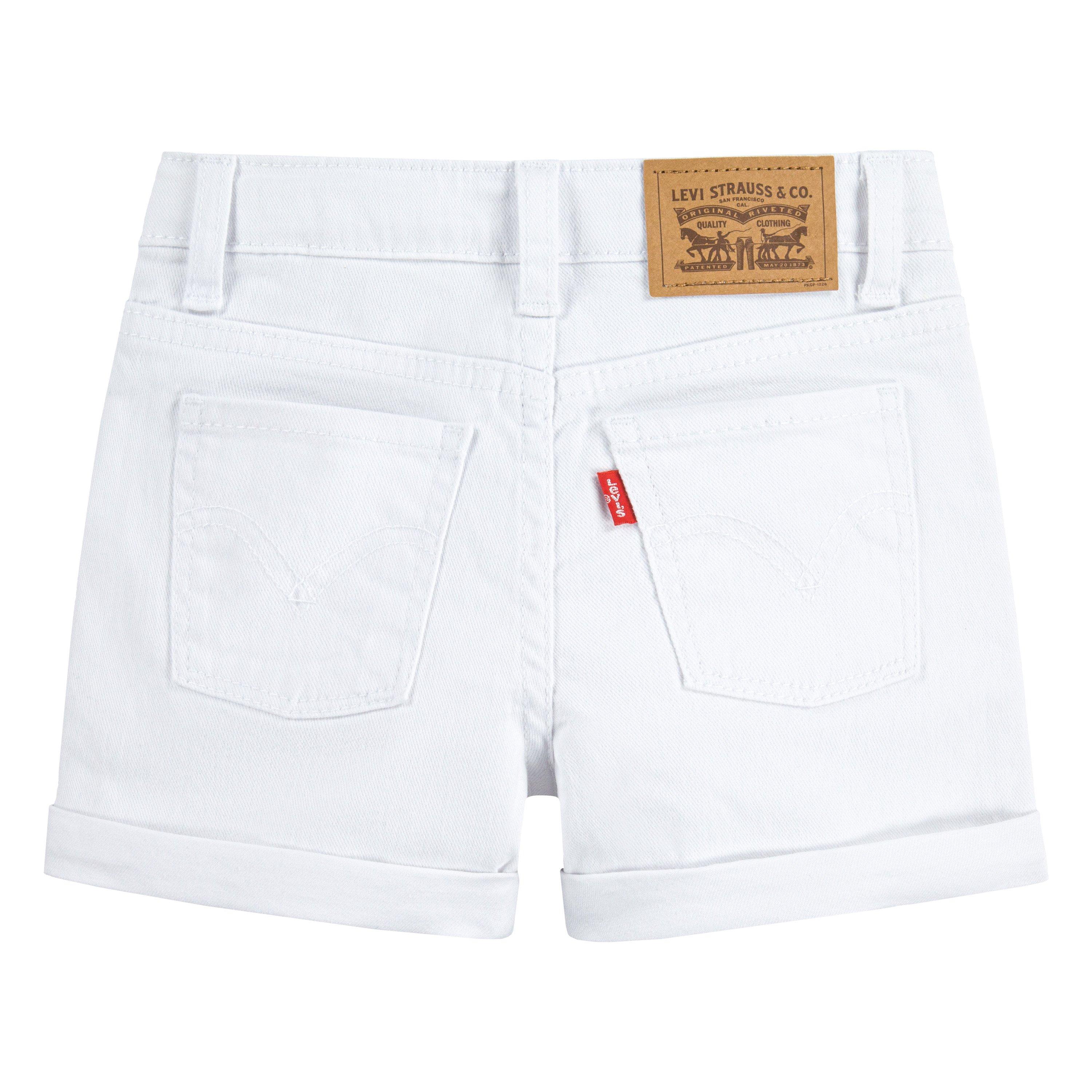 Levi's Little Girls' Girlfriend Fit Roll-Up White Wash Shorty Shorts Denim - WHITE Thumbnail View 9